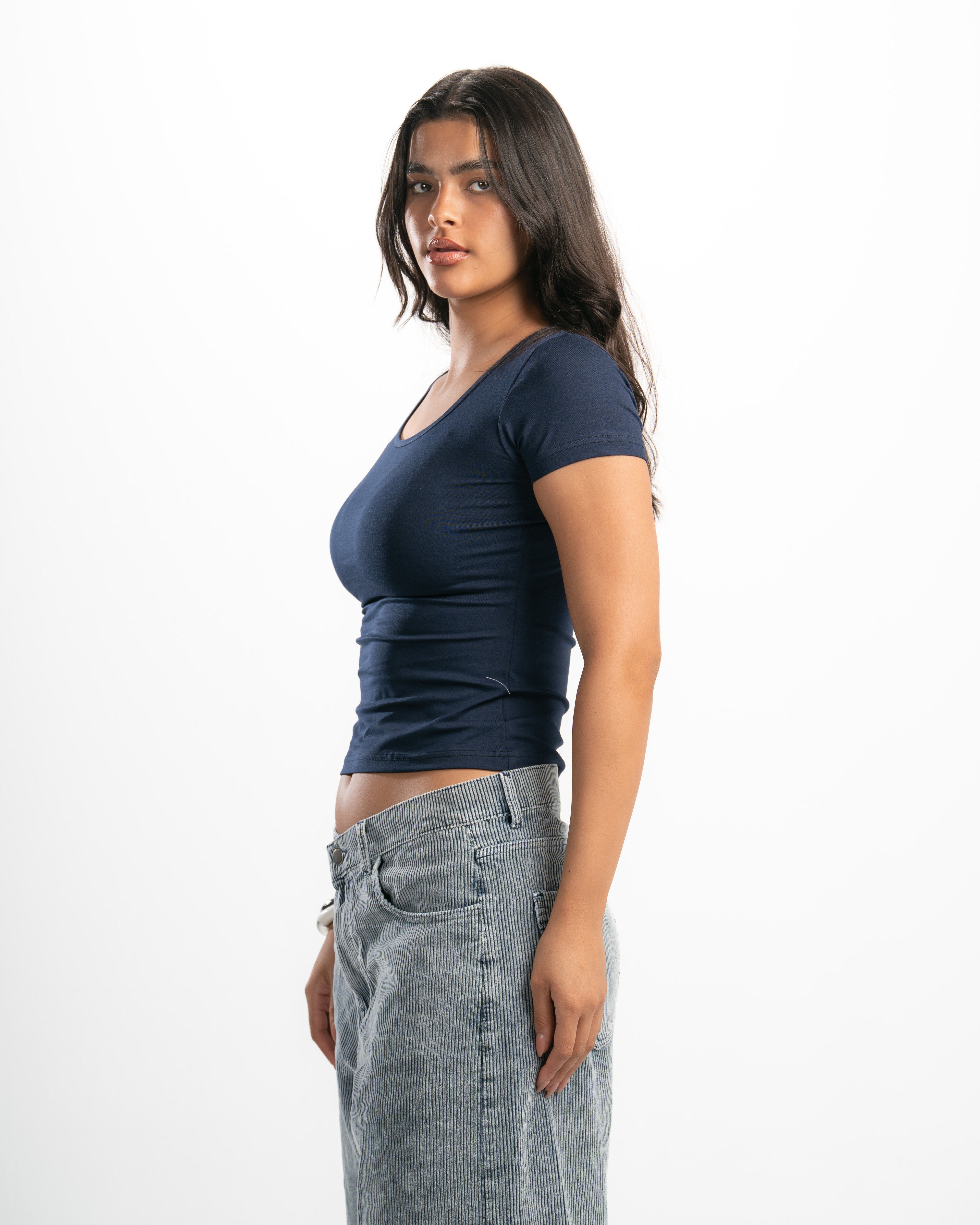 Cotton Square Neck Short Sleeve Top