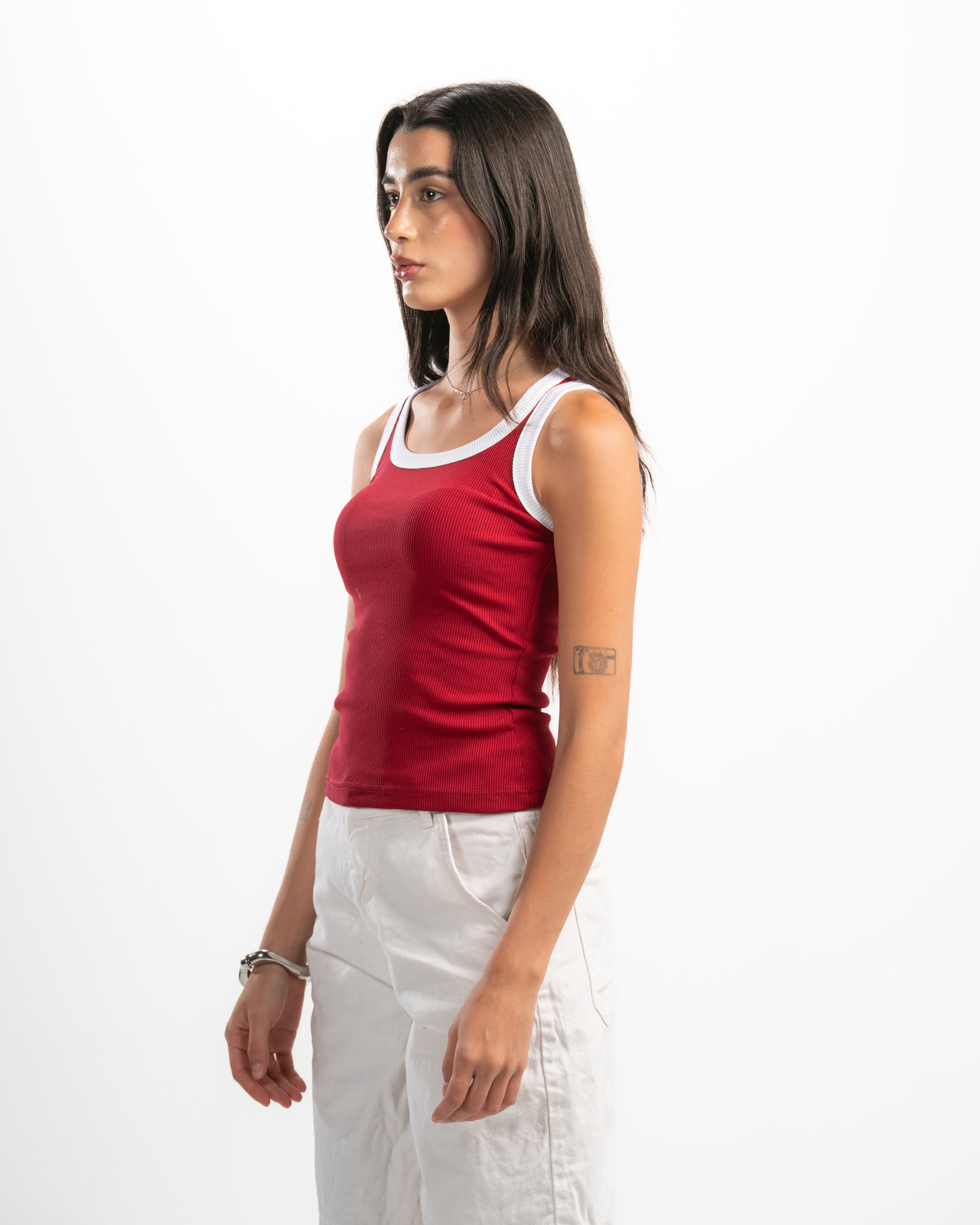 Ribbed Contrast Tank Top