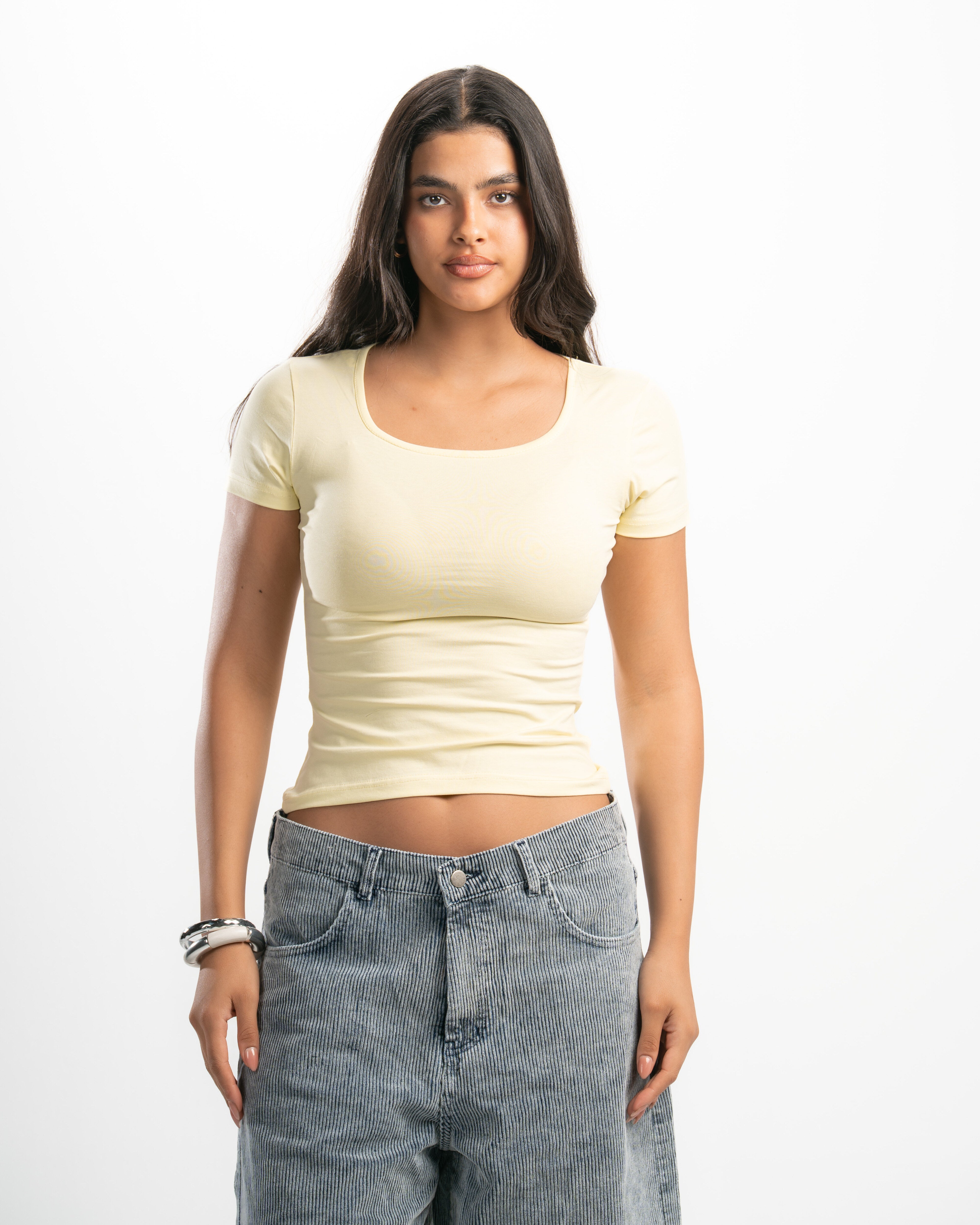 Cotton Square Neck Short Sleeve Top