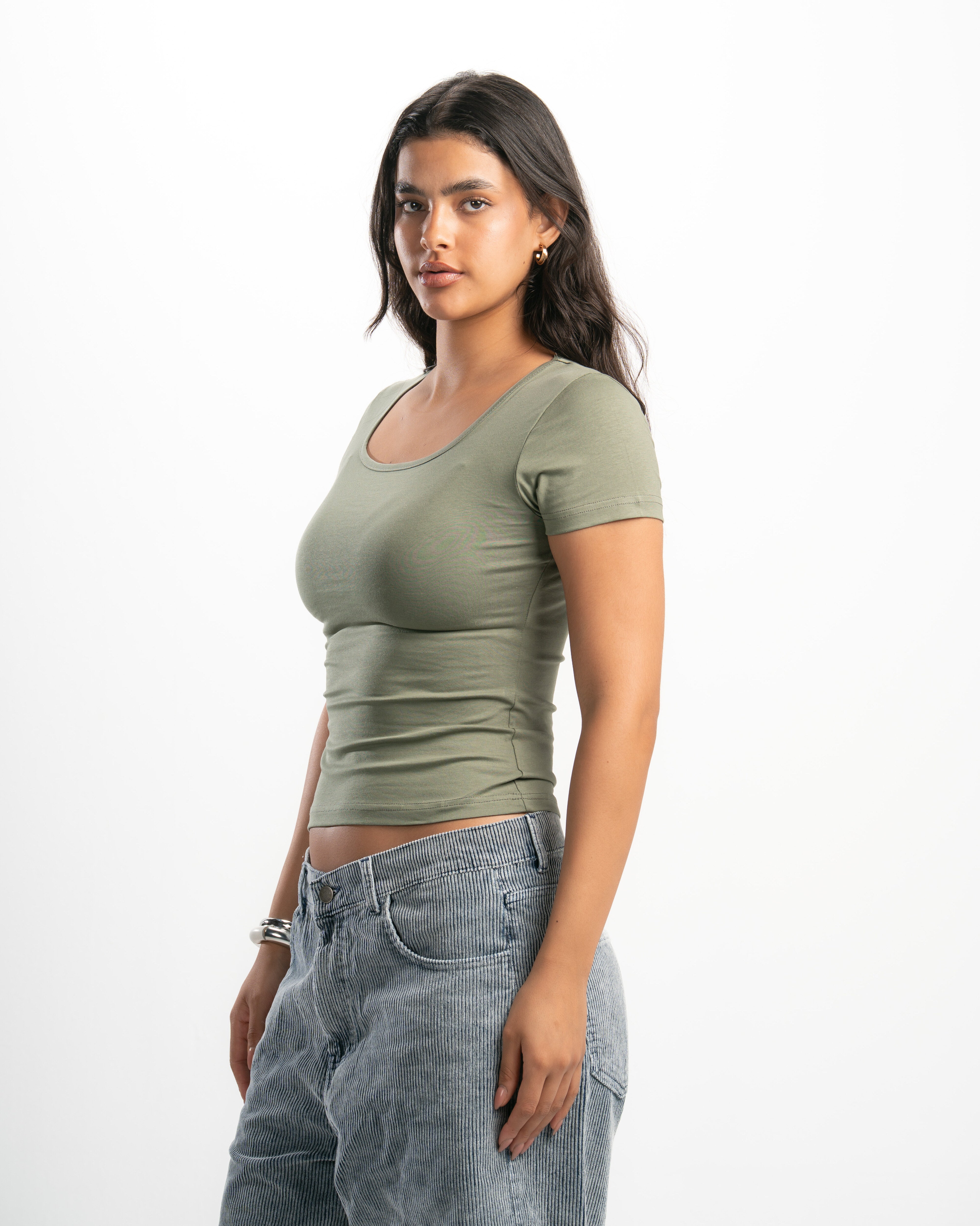 Cotton Square Neck Short Sleeve Top