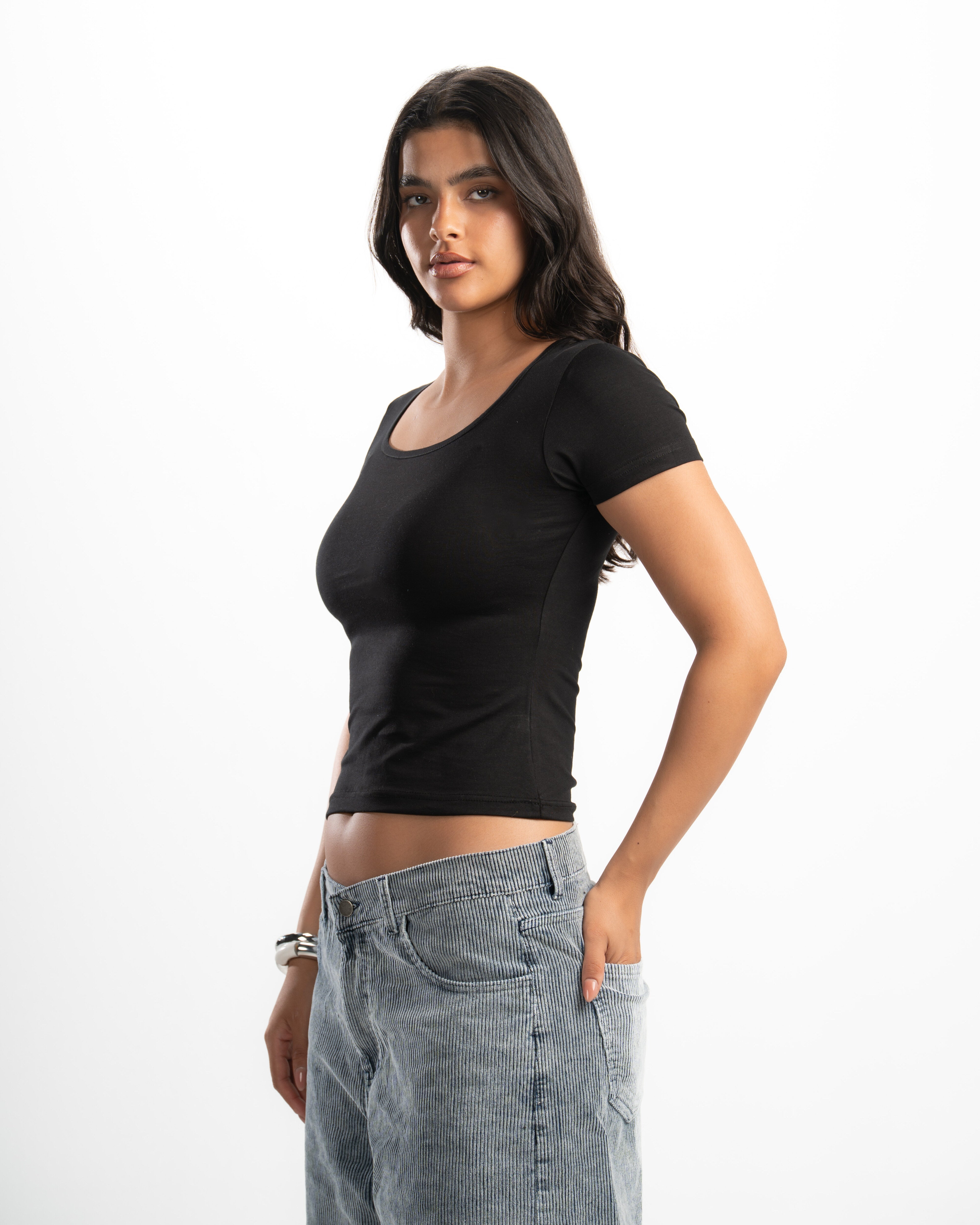 Cotton Square Neck Short Sleeve Top
