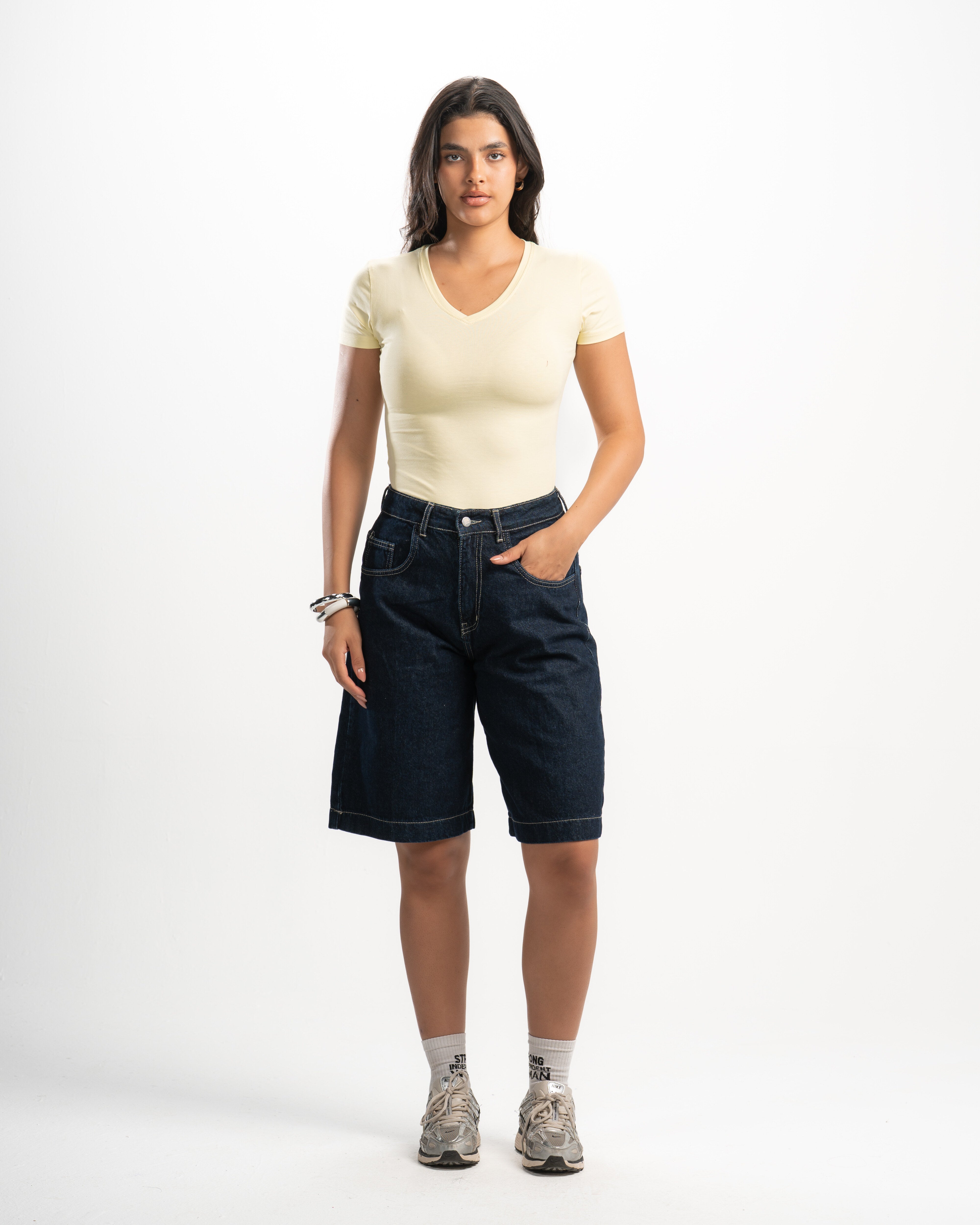 Cotton V-Neck Short Sleeve Top