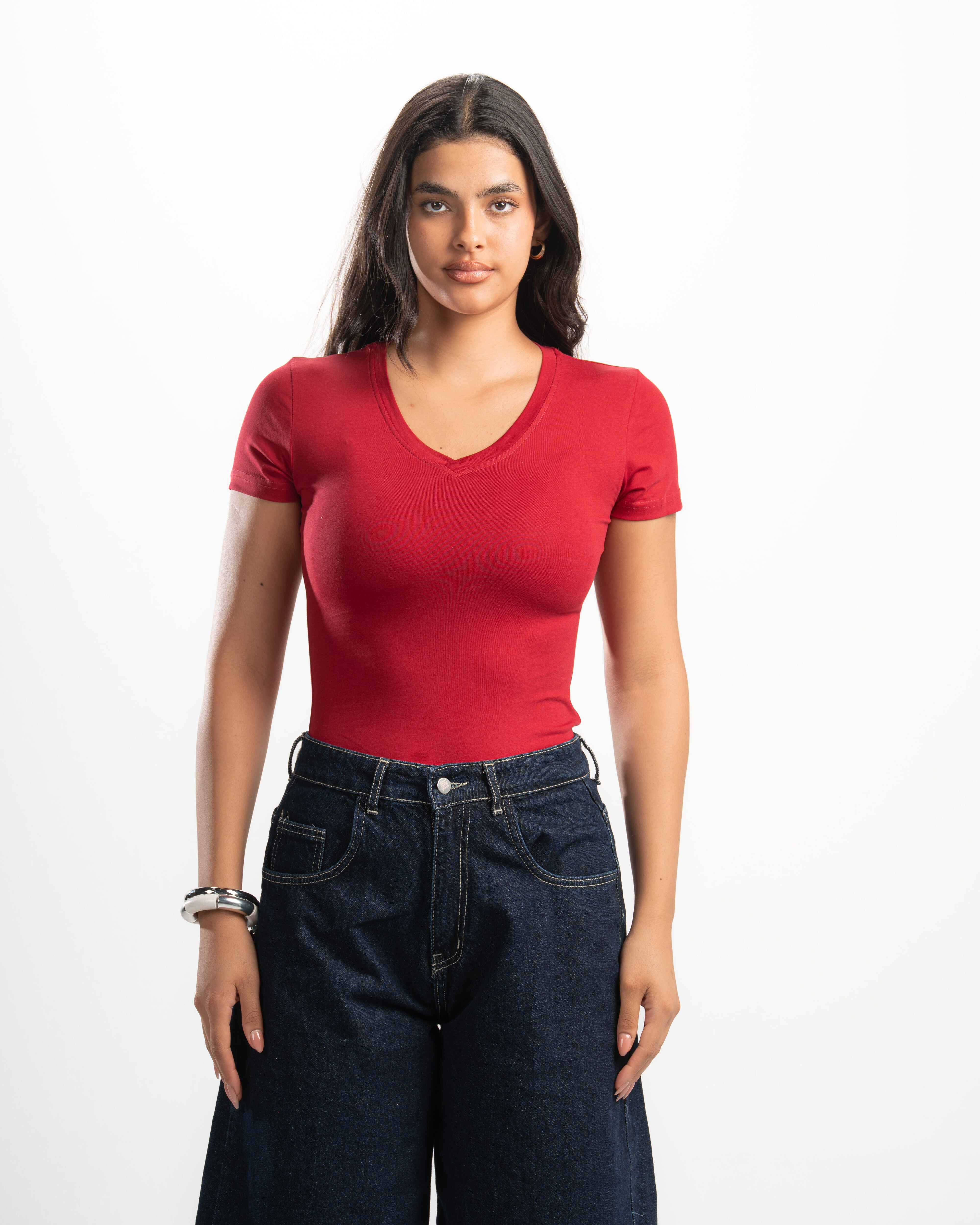Cotton V-Neck Short Sleeve Top
