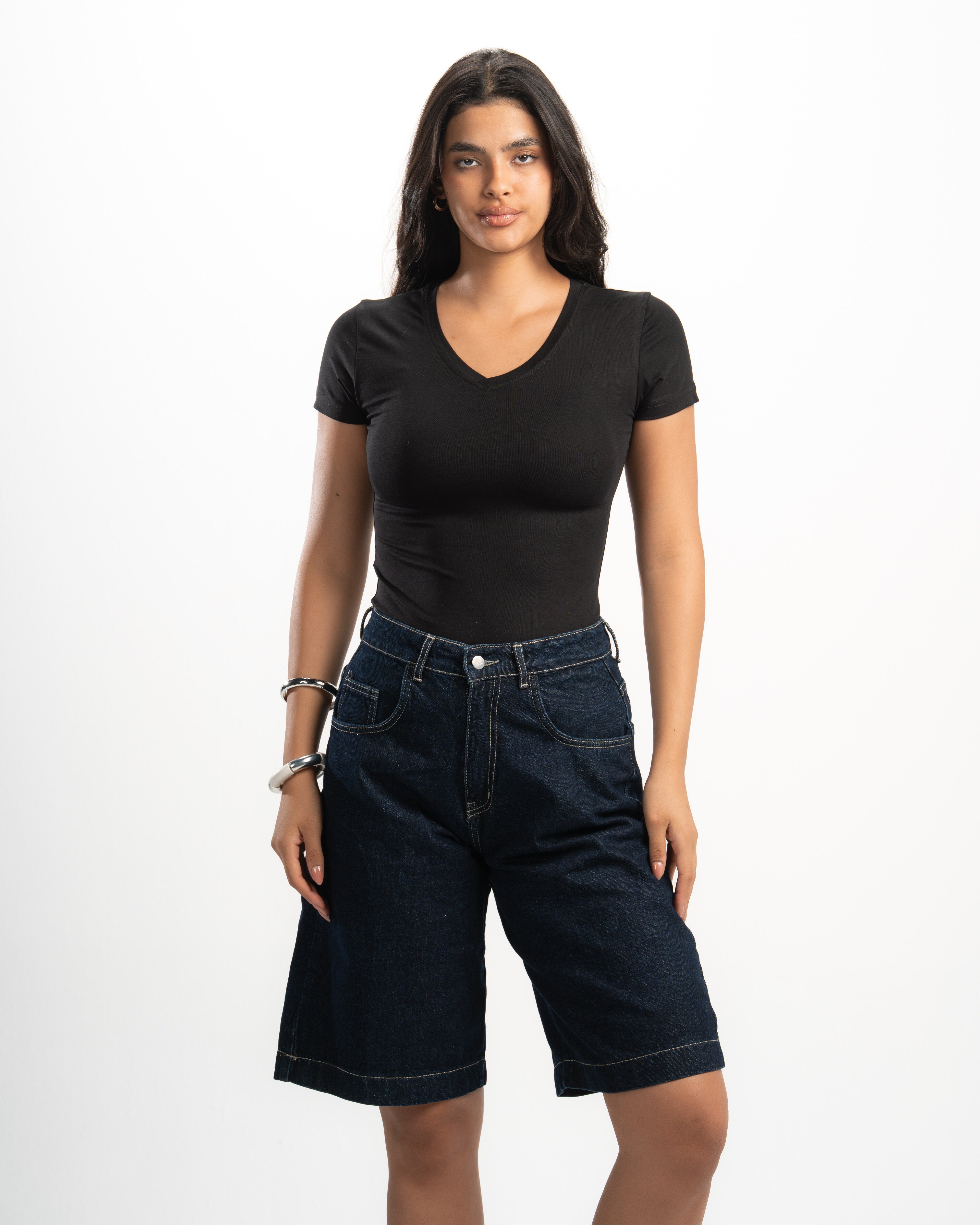 Cotton V-Neck Short Sleeve Top