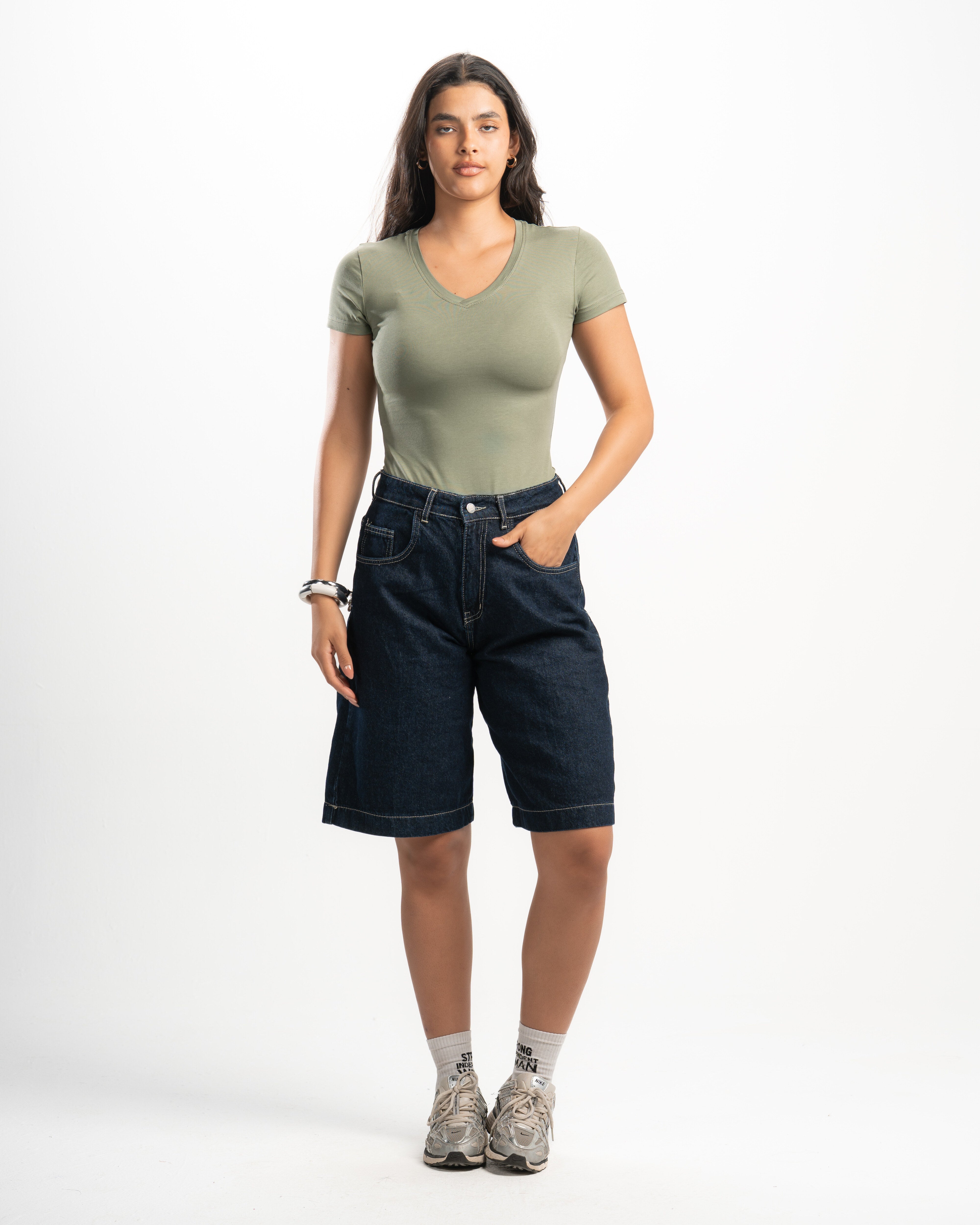 Cotton V-Neck Short Sleeve Top