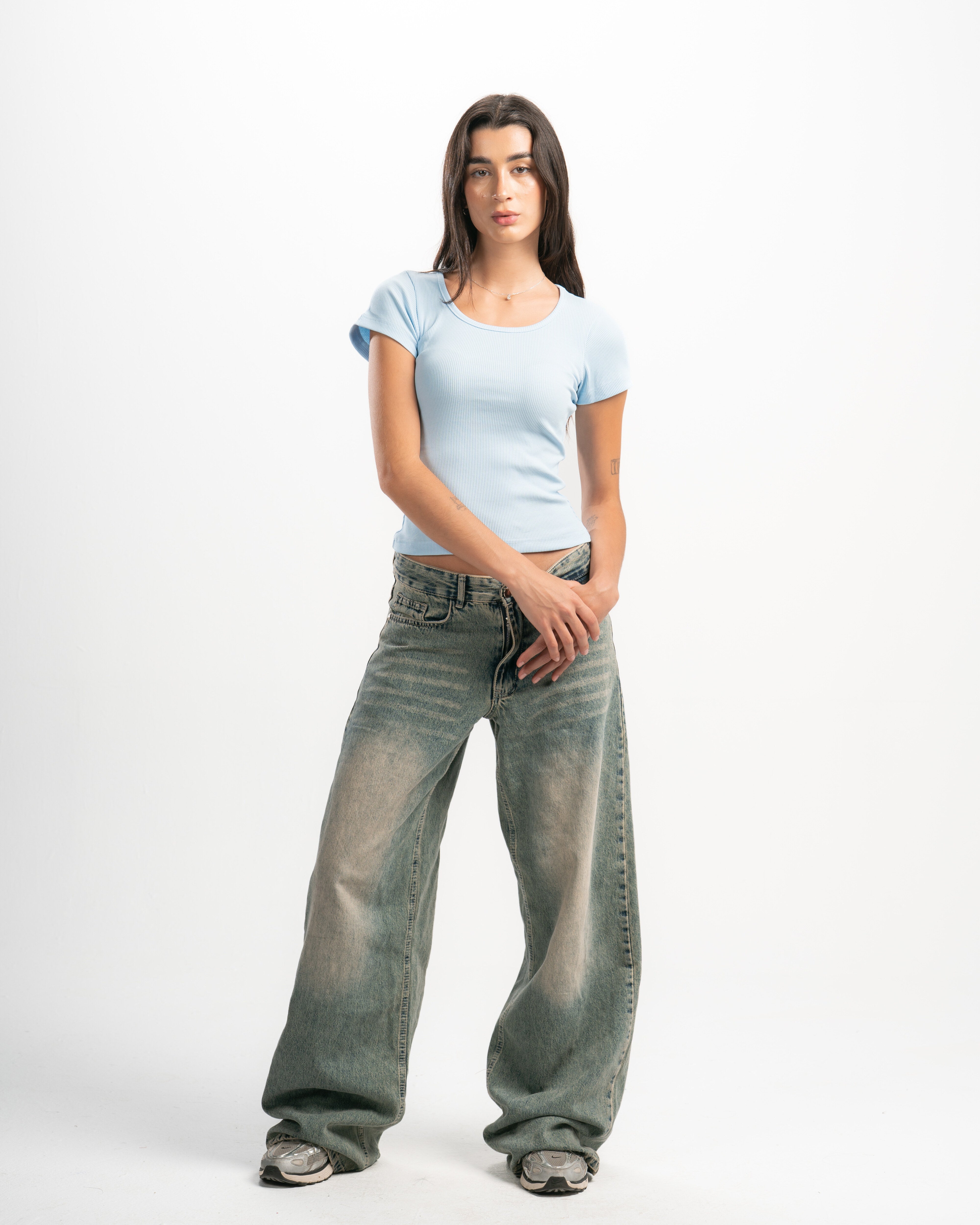 Ribbed Wide Neck Short Sleeve Top