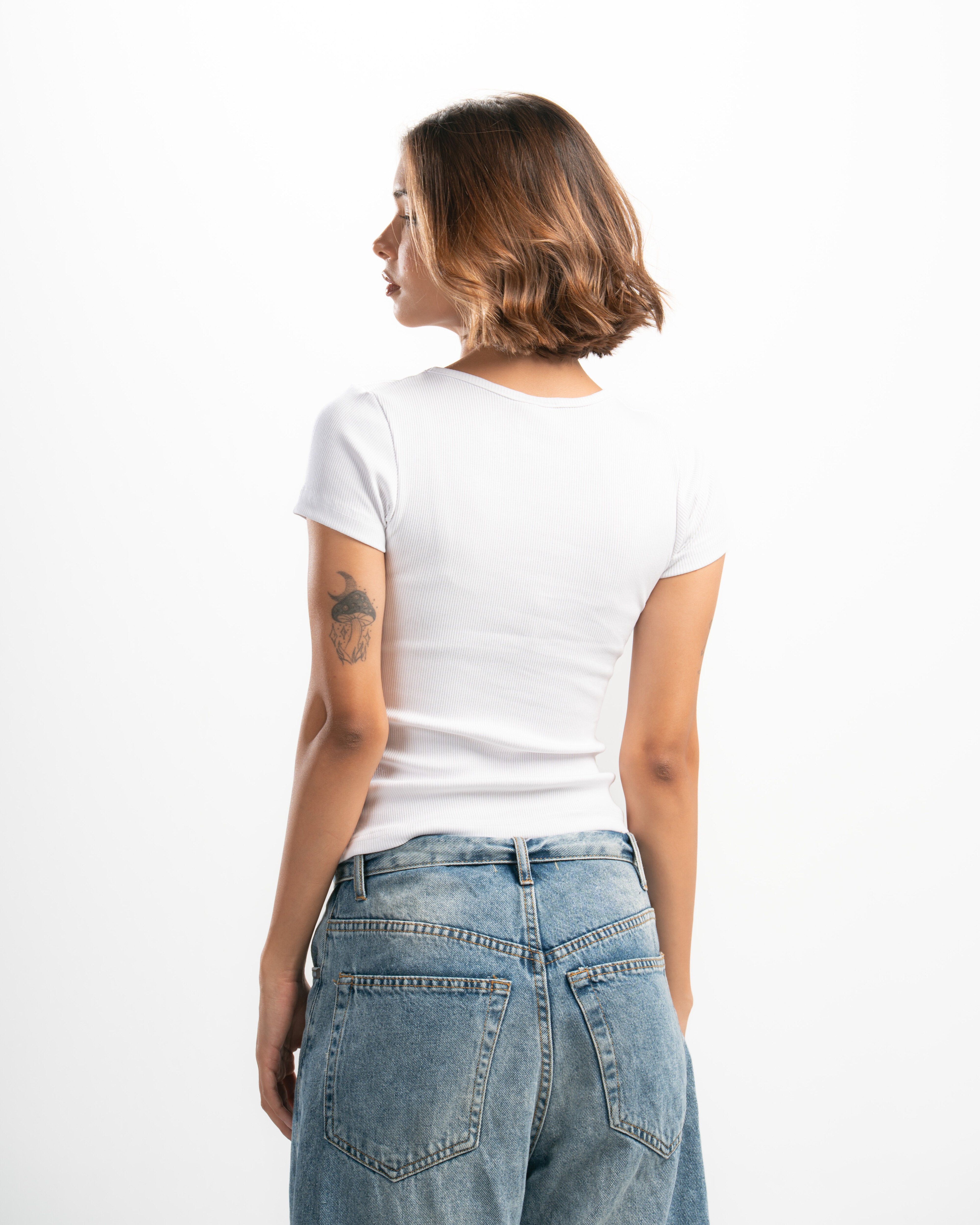 Ribbed Wide Neck Short Sleeve Top