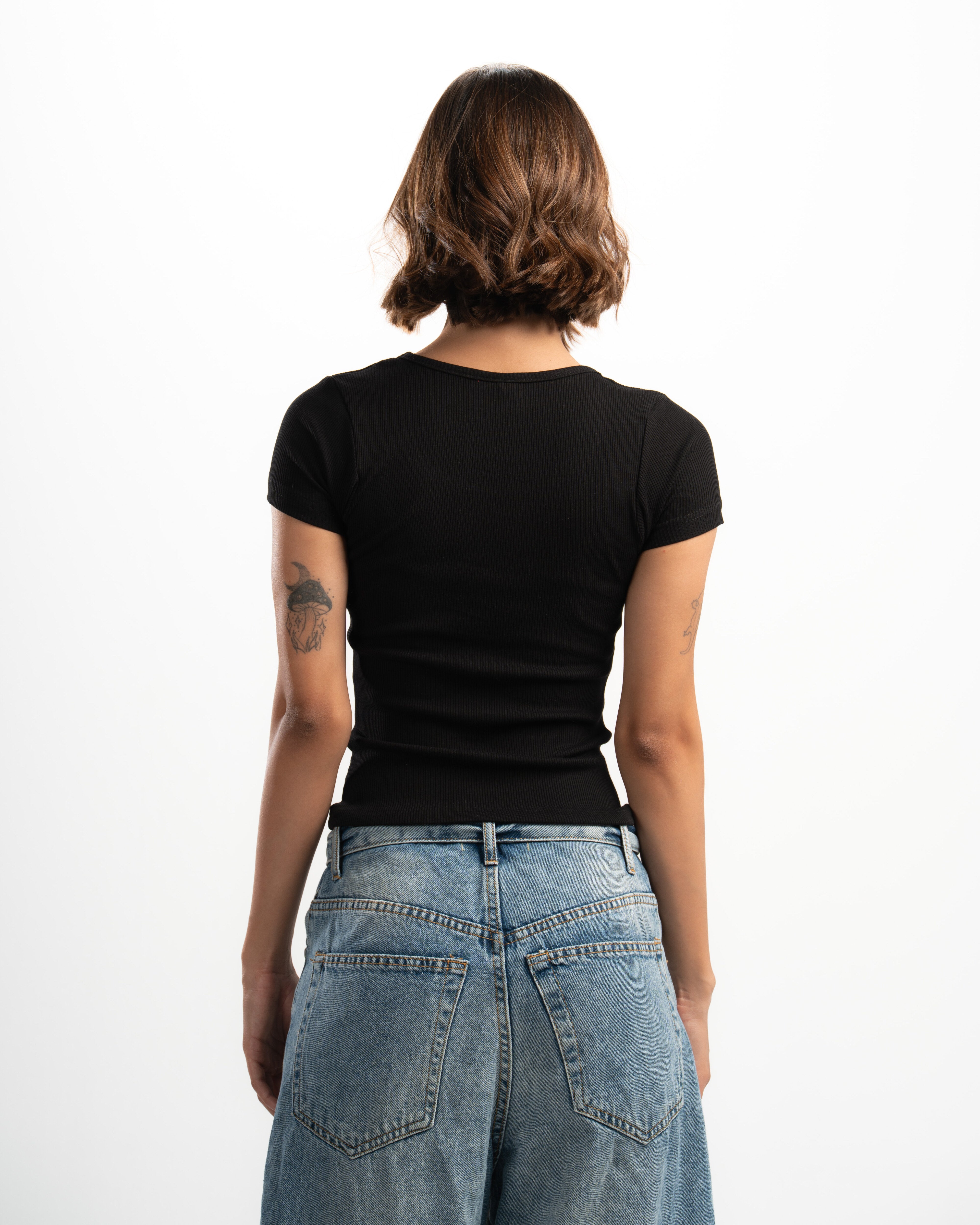 Ribbed Wide Neck Short Sleeve Top
