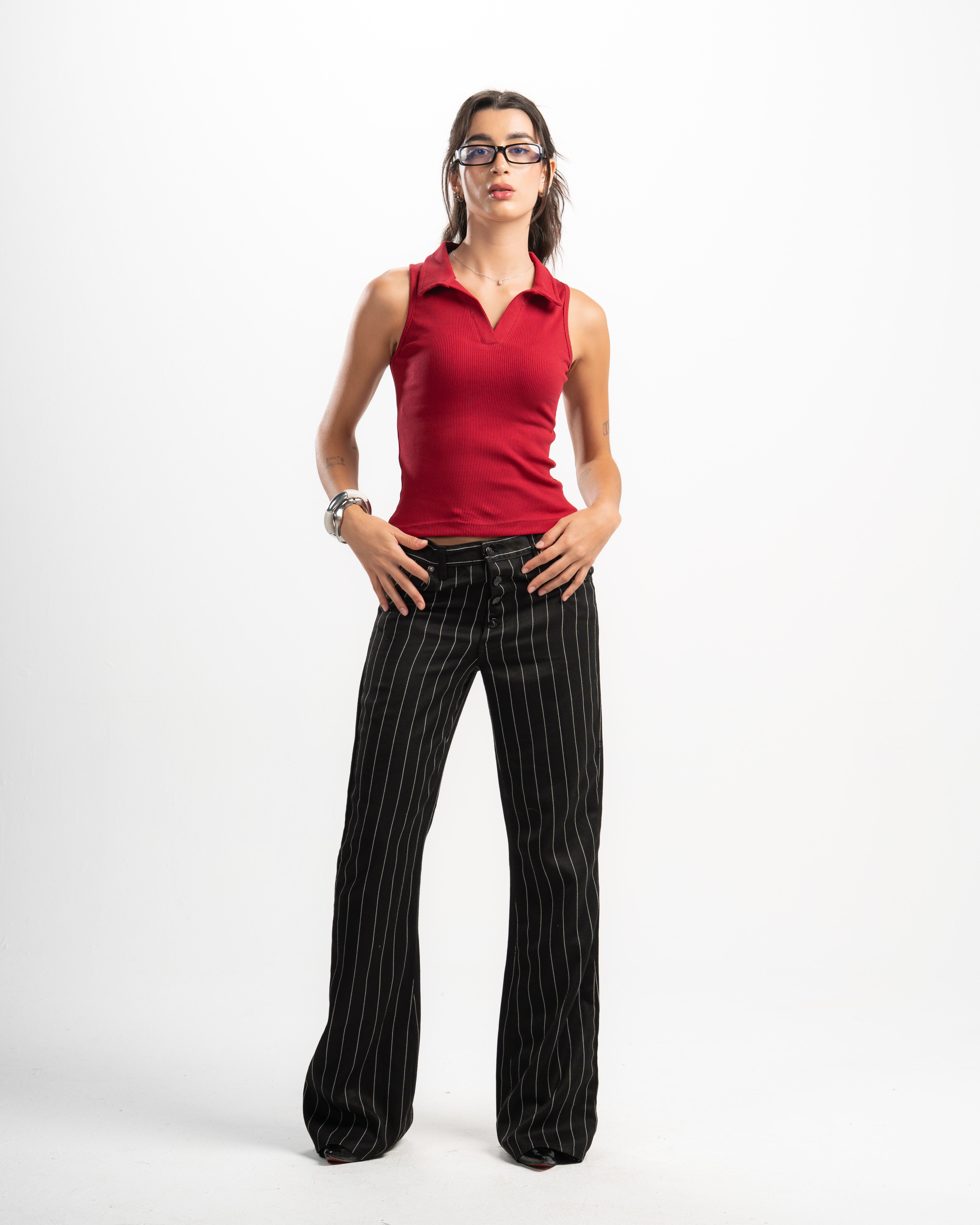 Ribbed Collared Tank Top