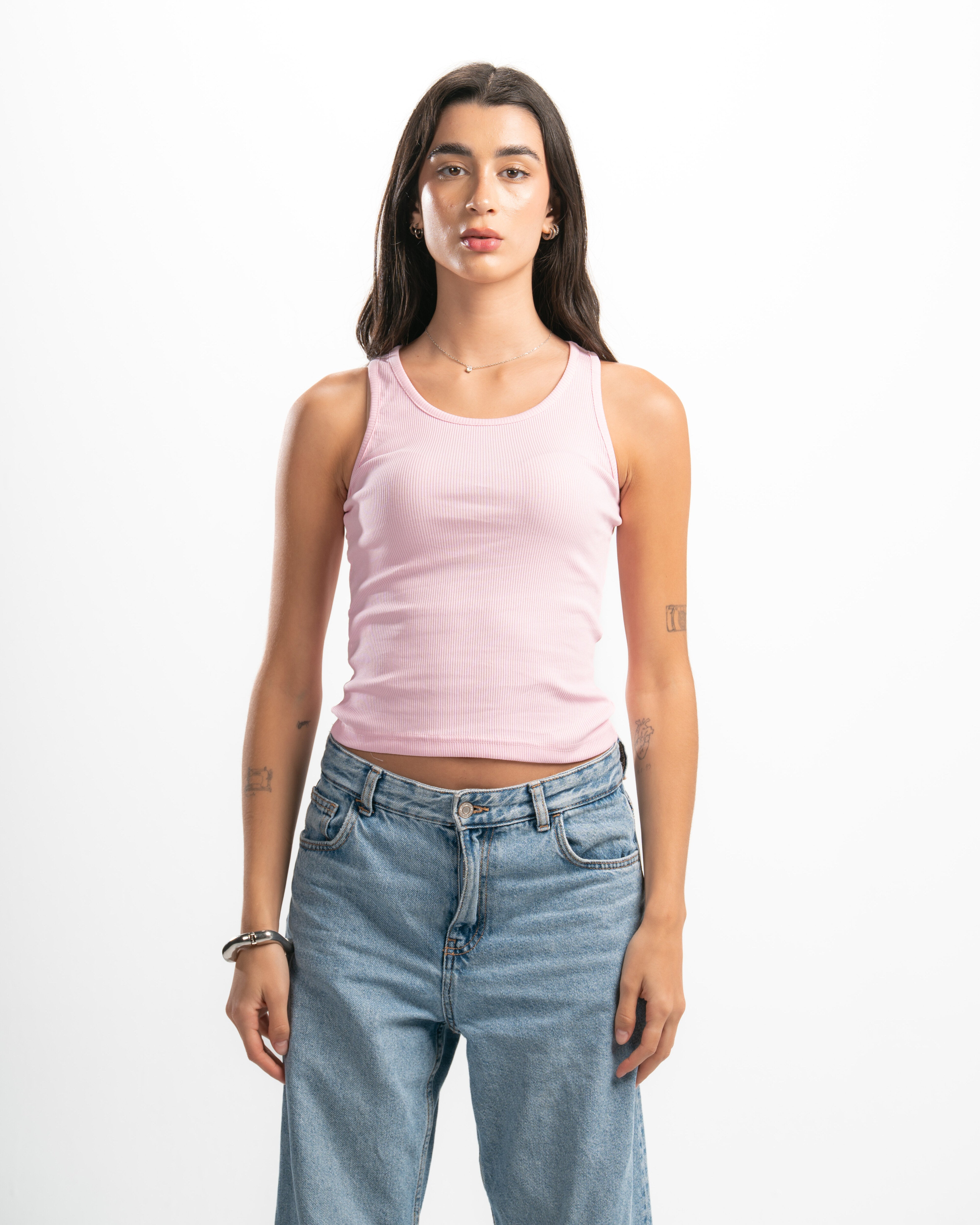 Ribbed Wide Neck Tank Top