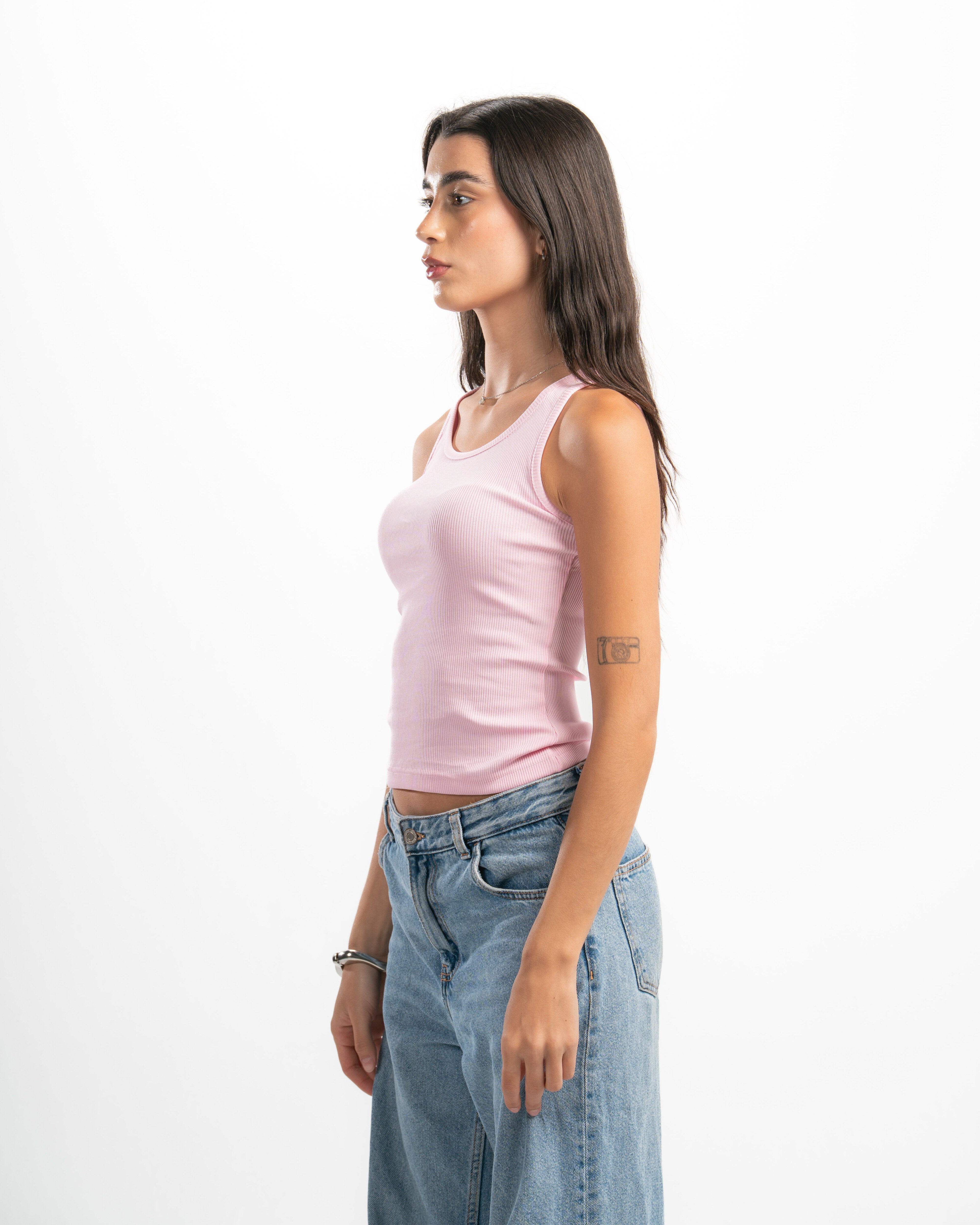 Ribbed Wide Neck Tank Top