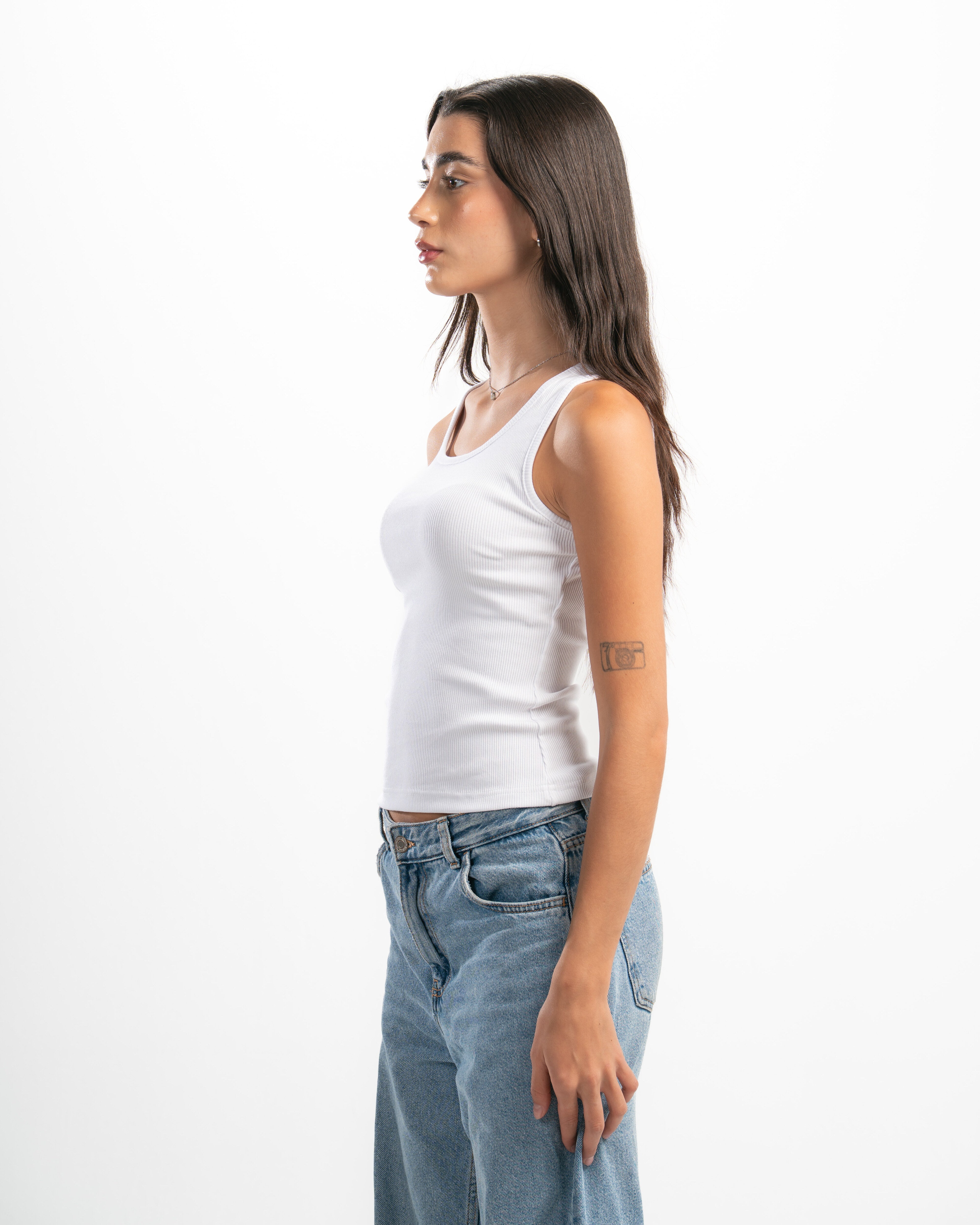 Ribbed Wide Neck Tank Top