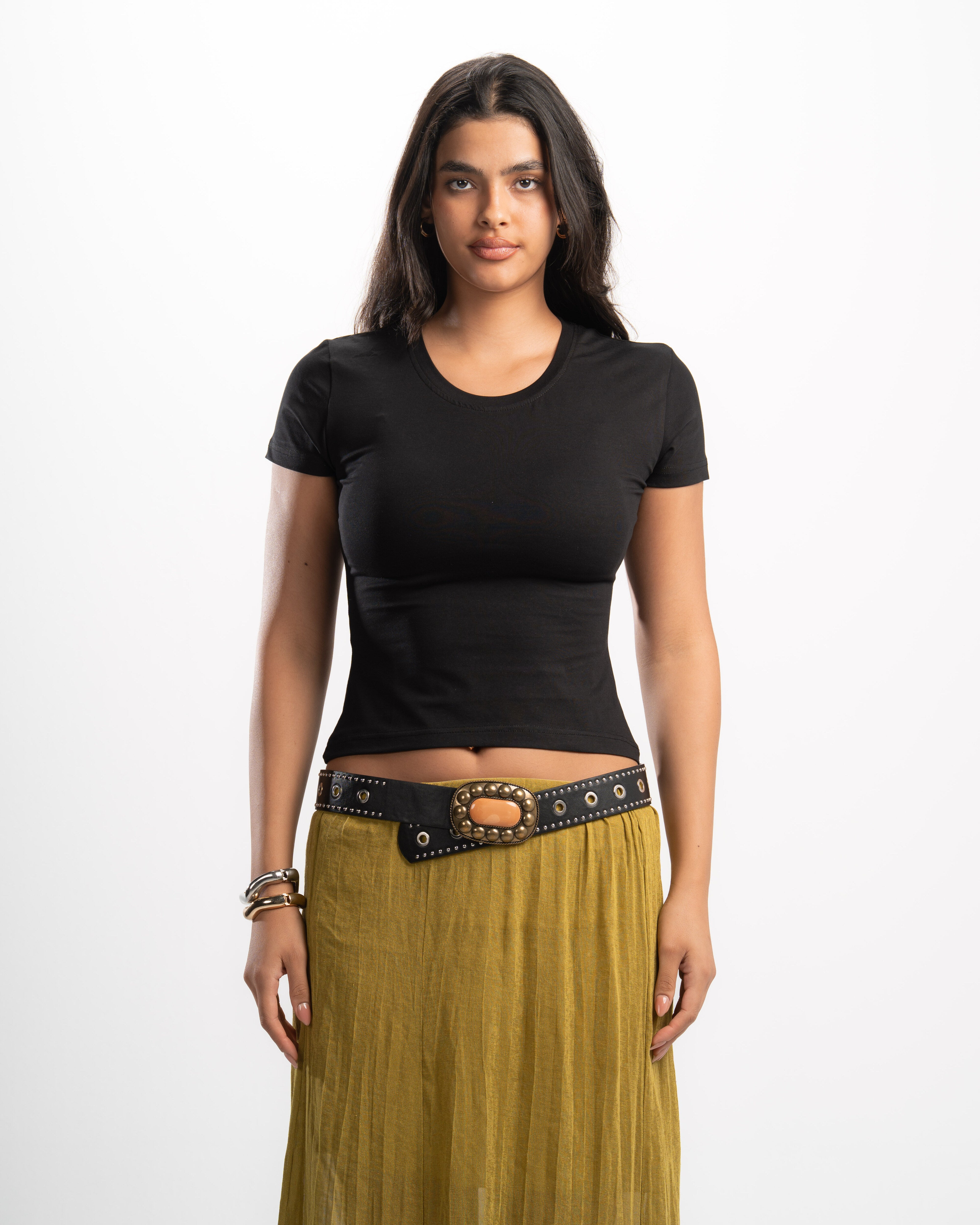 Cotton Wide Neck Short Sleeve Top