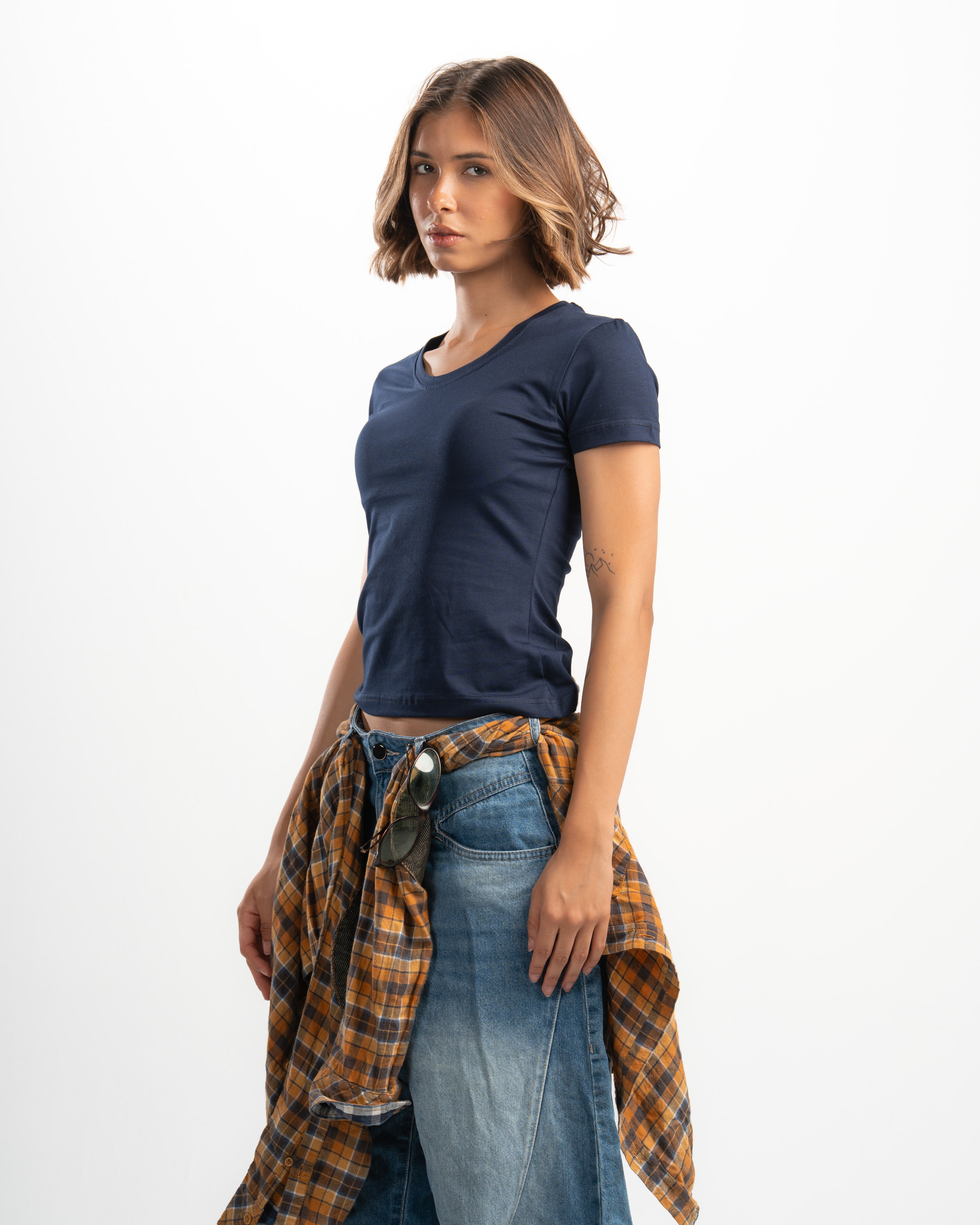 Cotton Wide Neck Short Sleeve Top