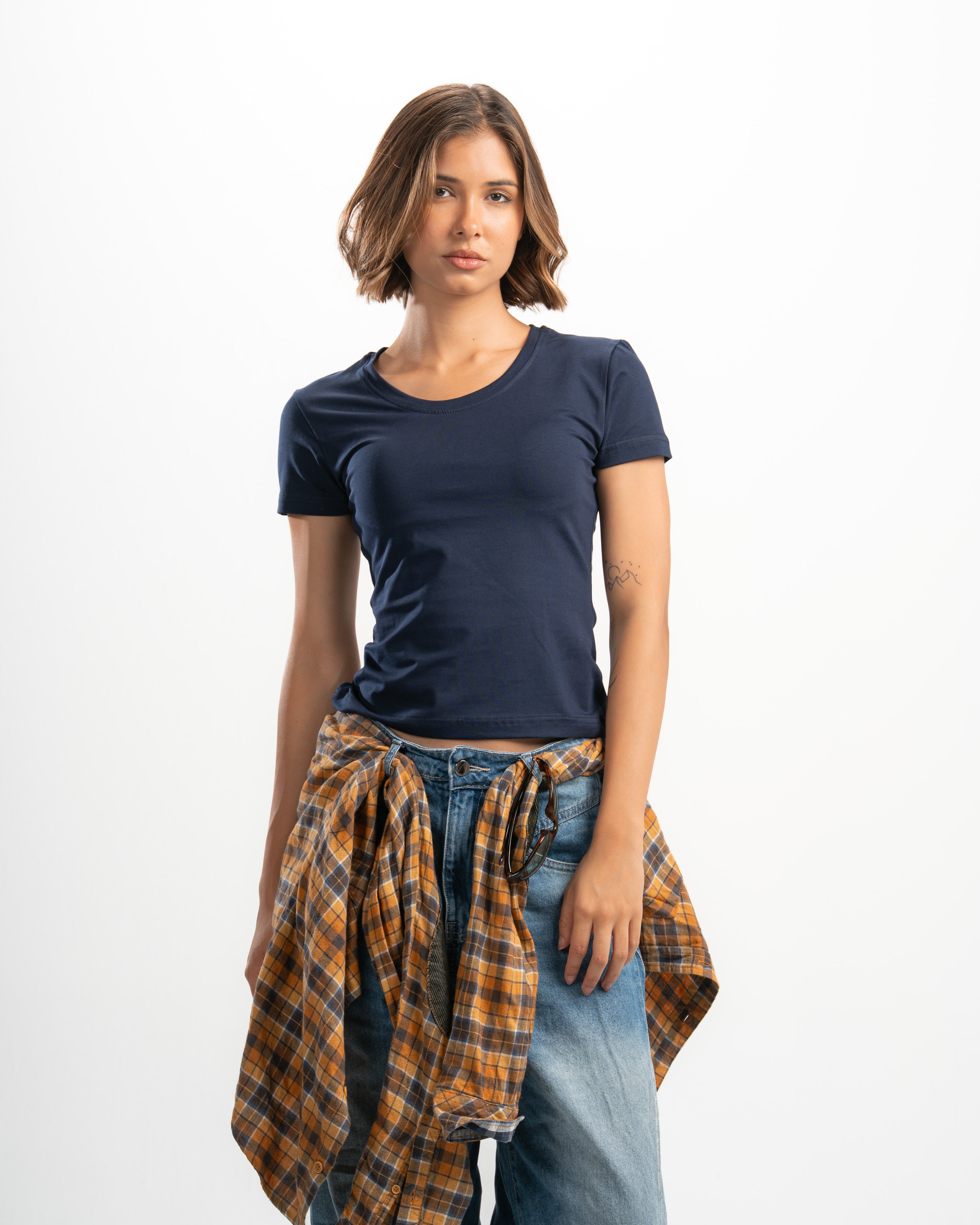 Cotton Wide Neck Short Sleeve Top