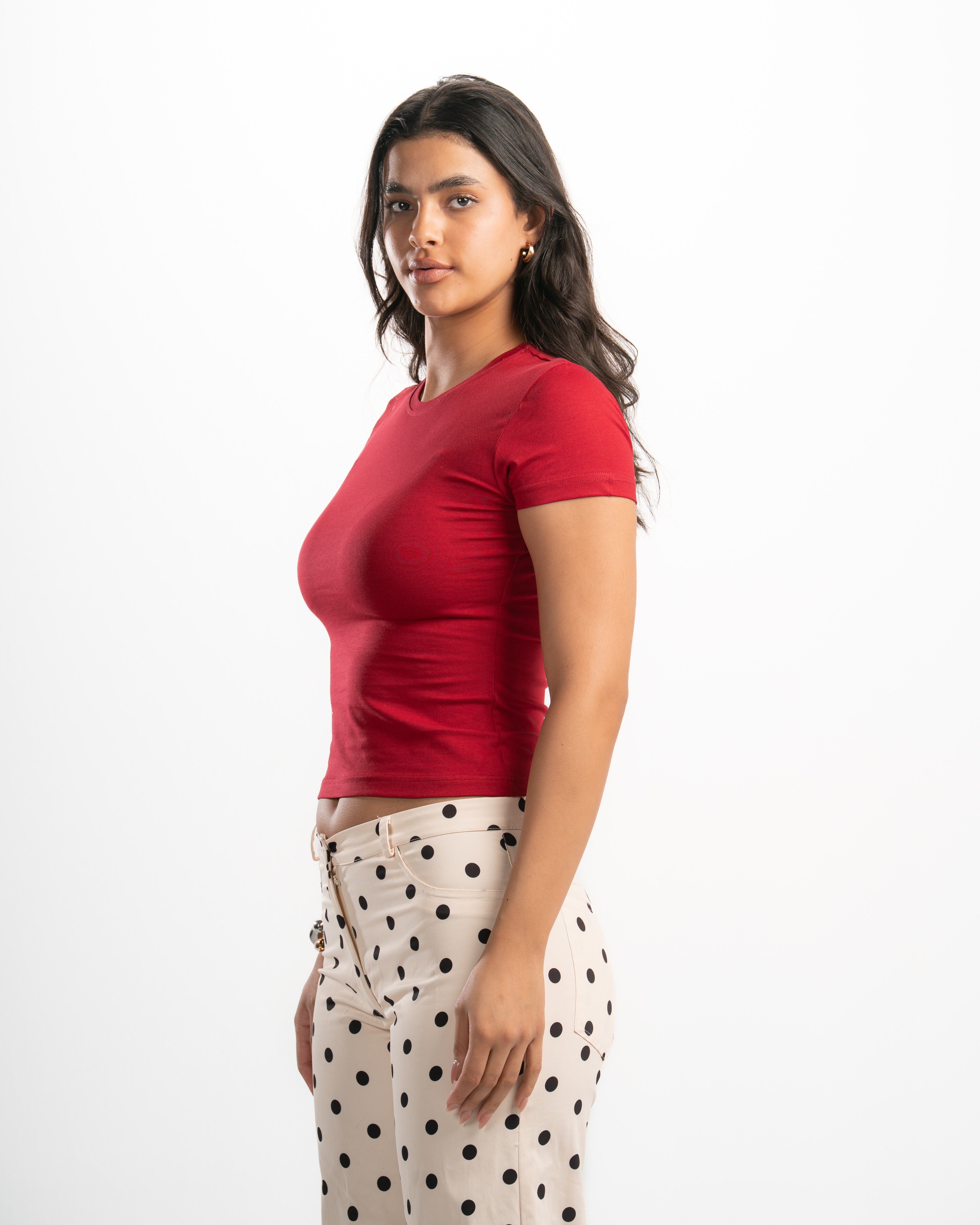 Cotton Round Neck Short Sleeve Top