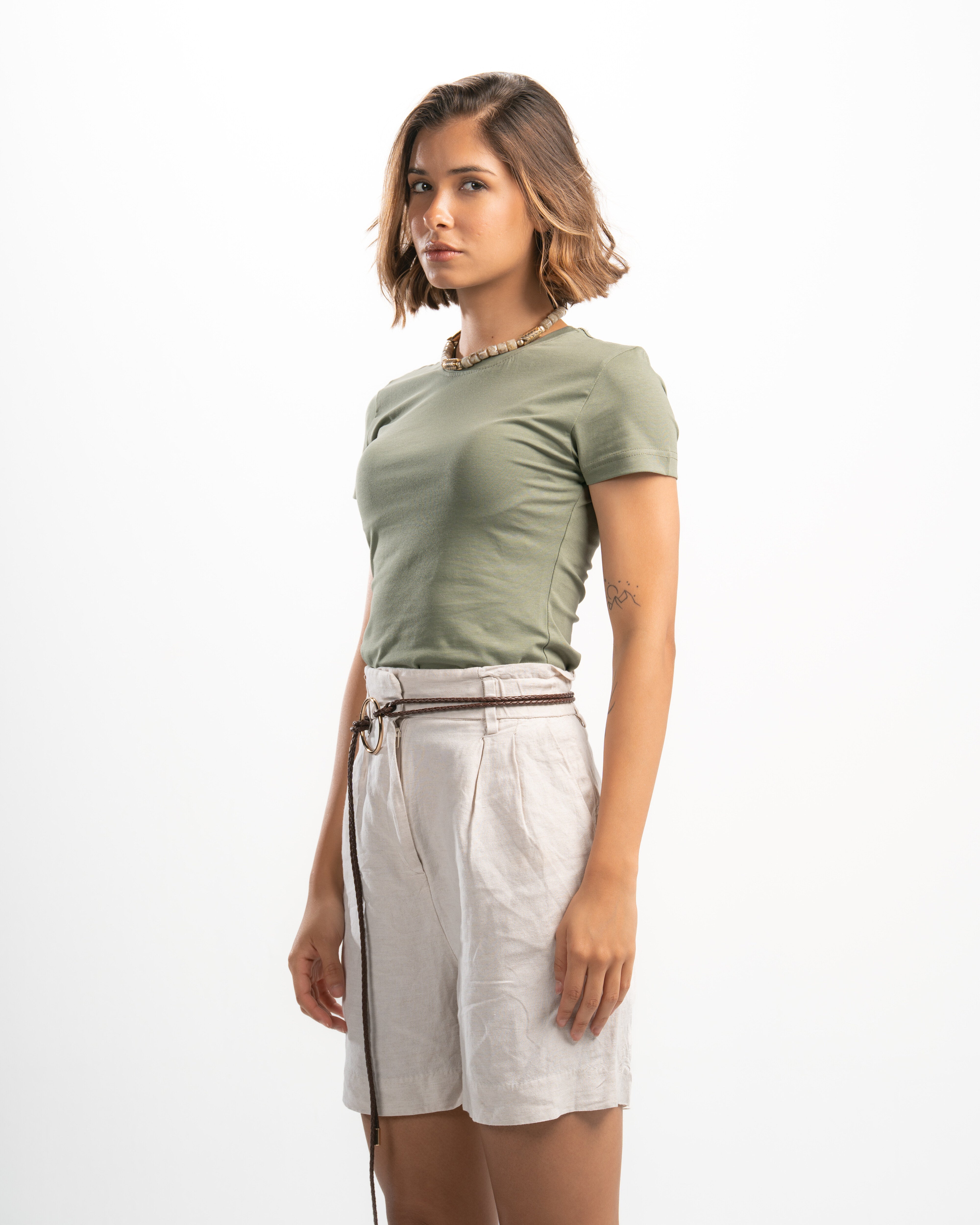 Cotton Round Neck Short Sleeve Top