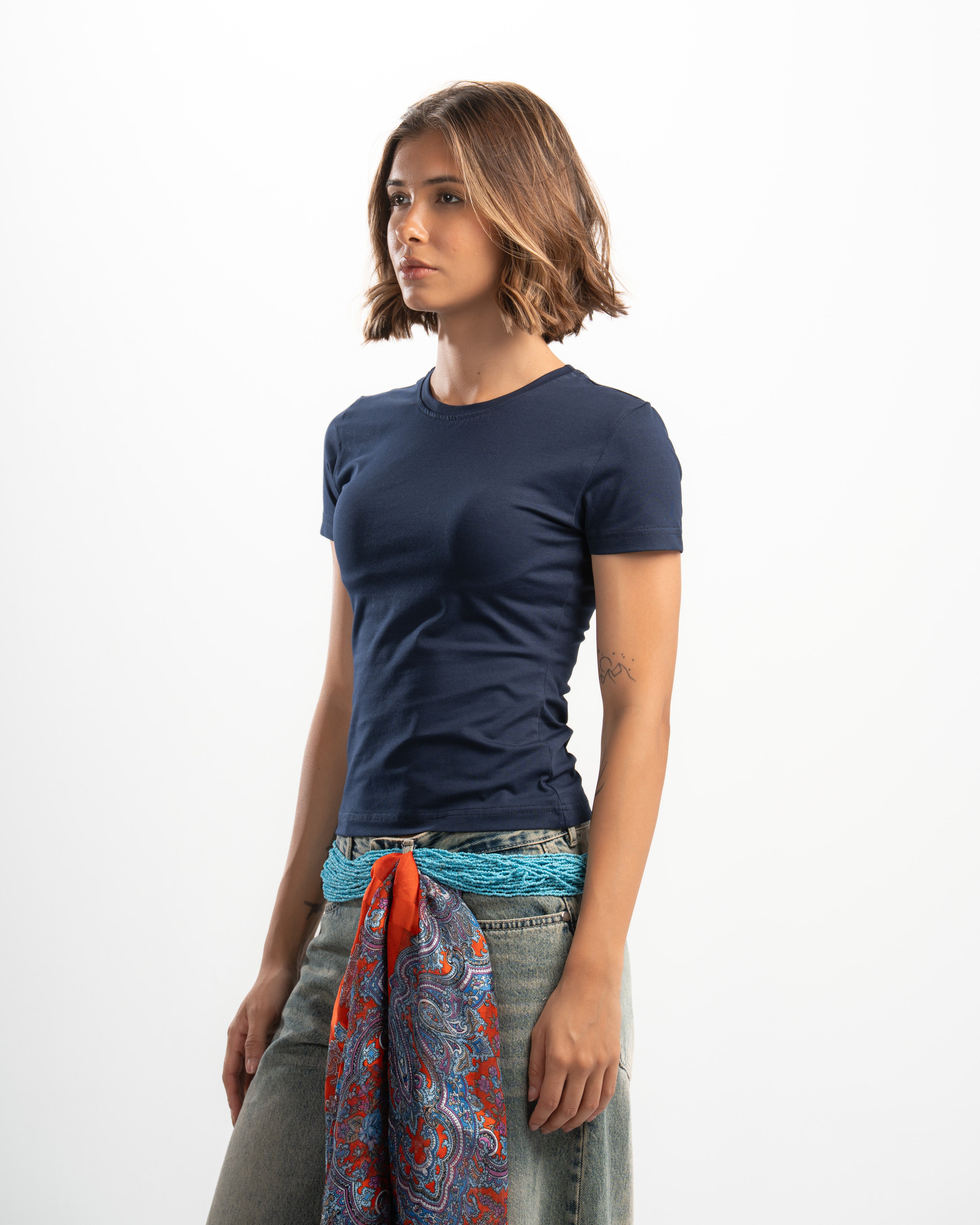 Cotton Round Neck Short Sleeve Top