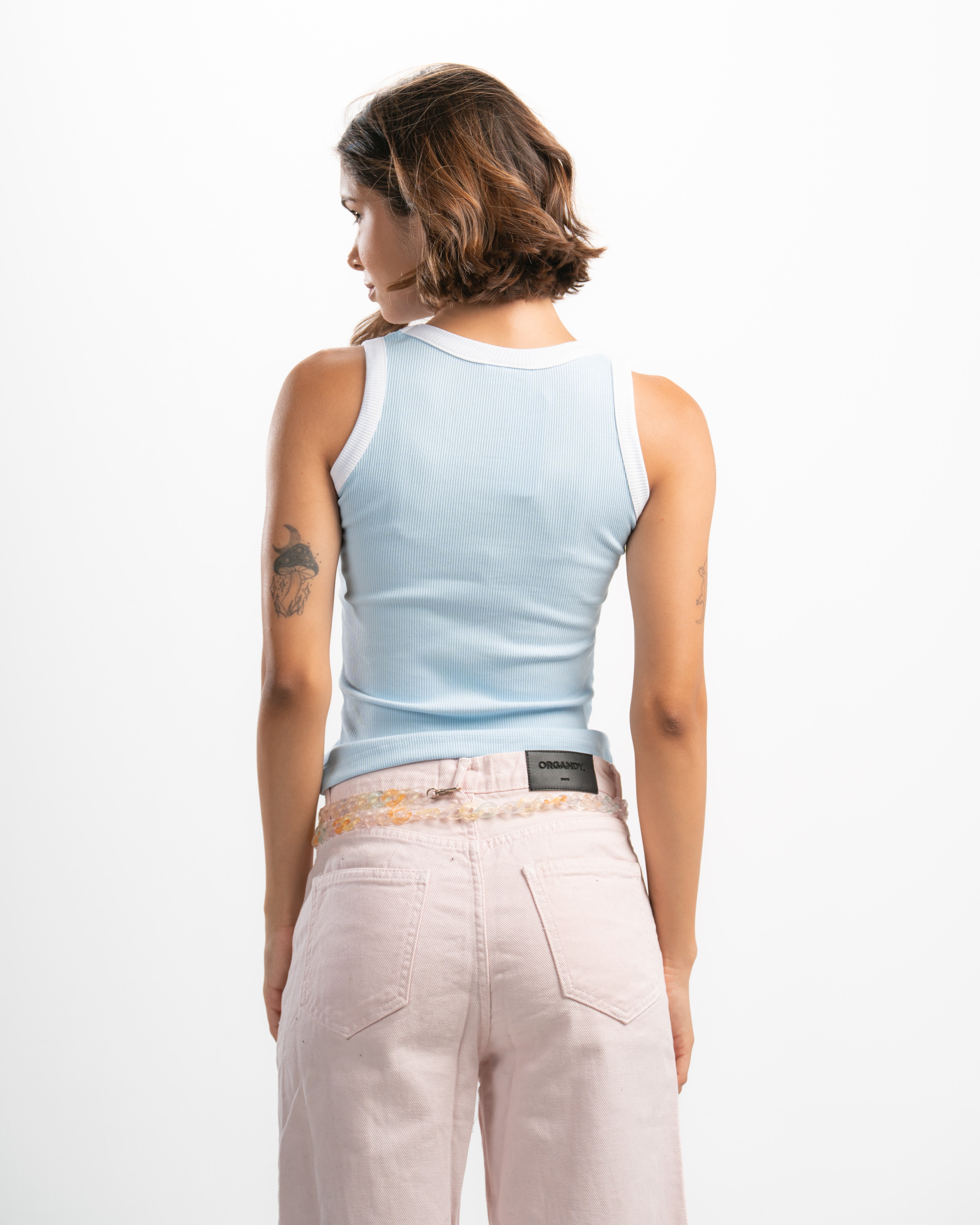 Ribbed Contrast Tank Top