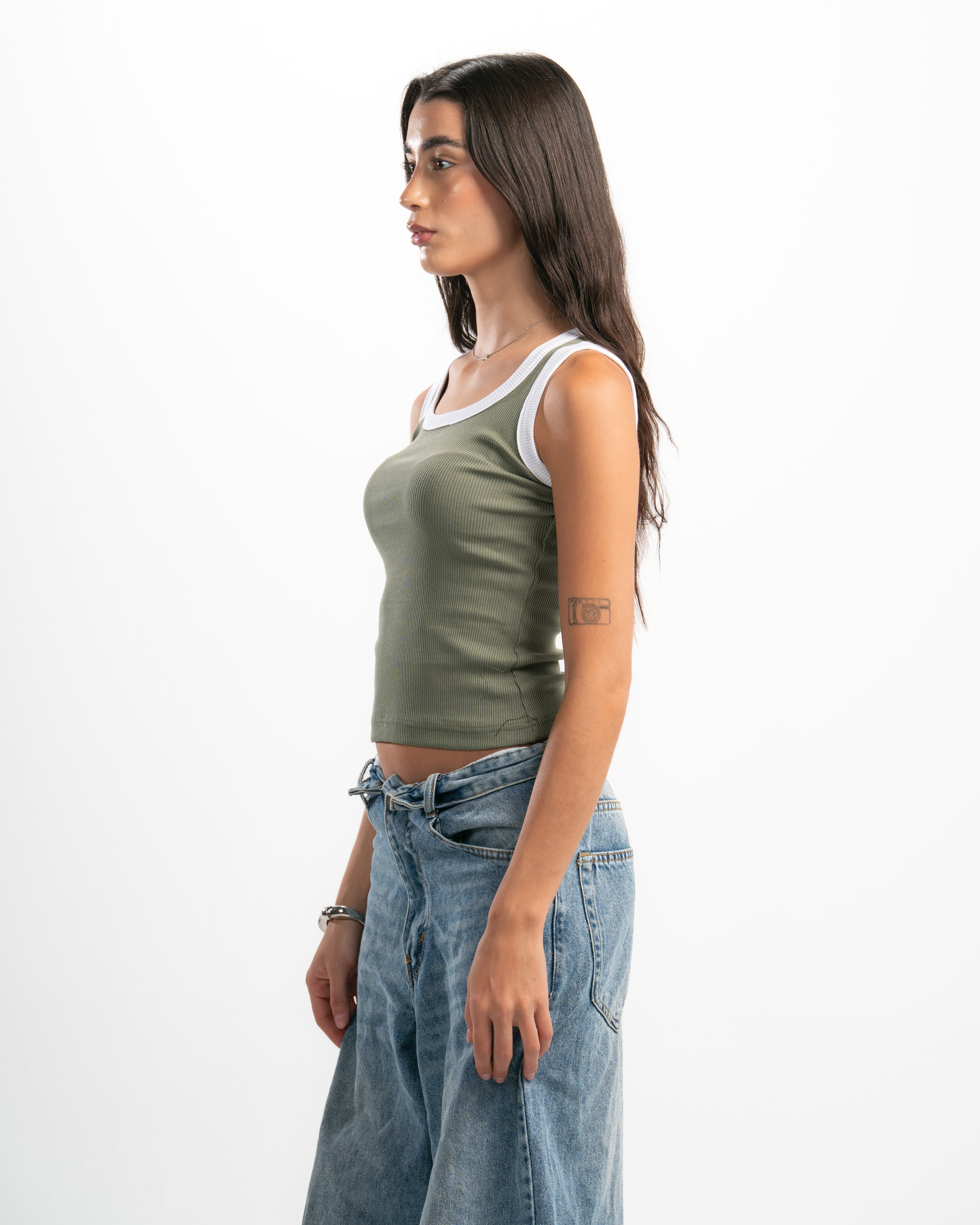 Ribbed Contrast Tank Top