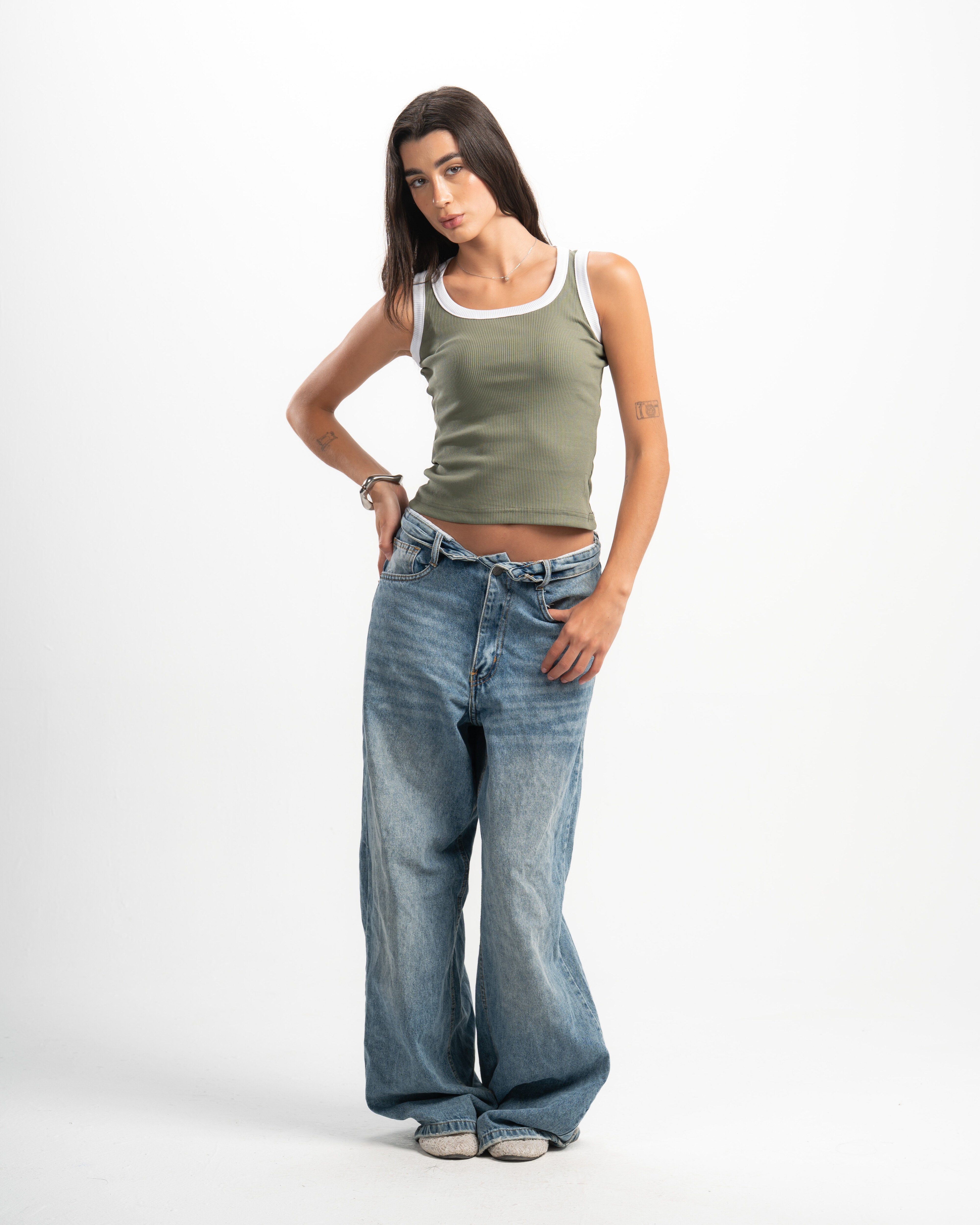 Ribbed Contrast Tank Top