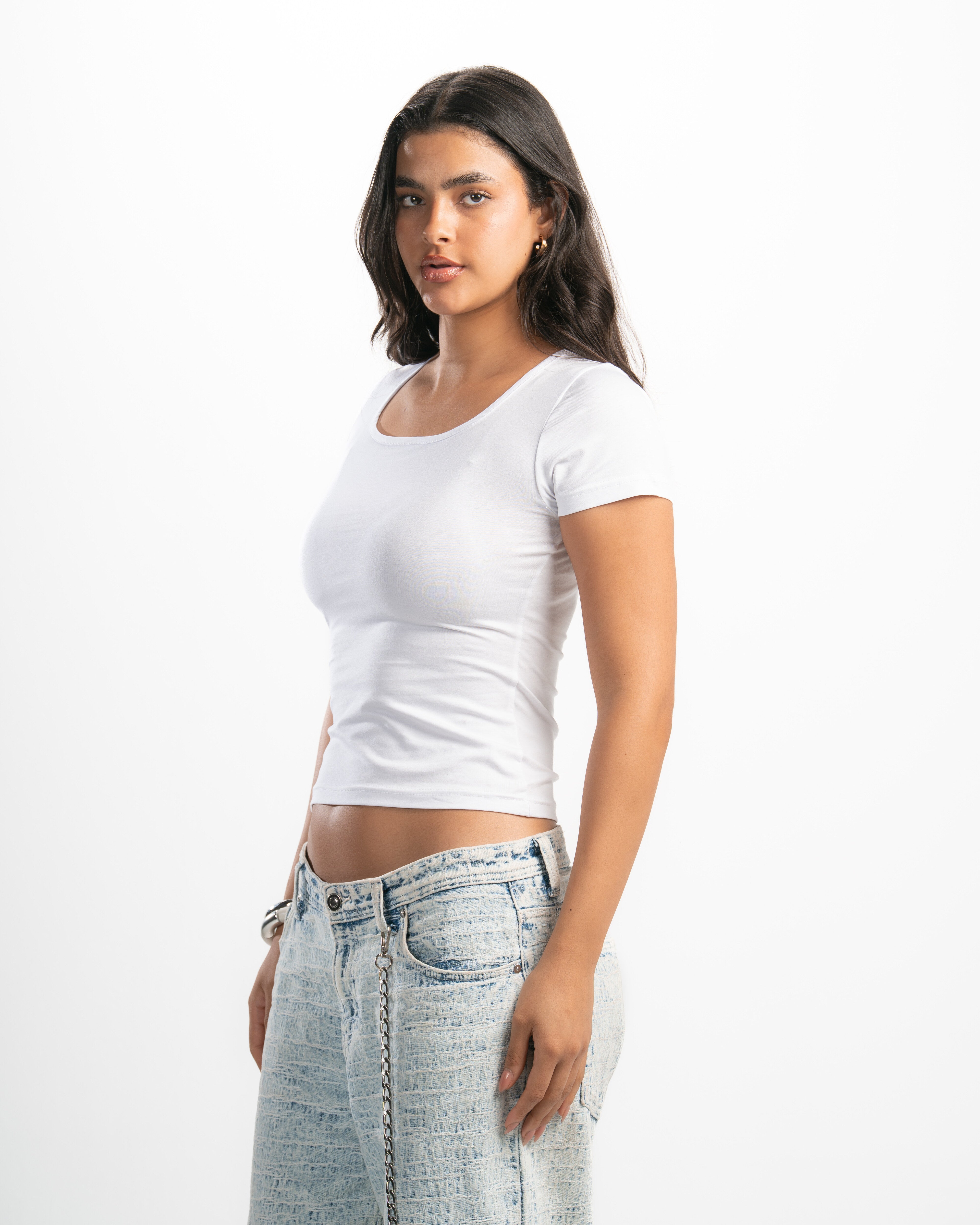 Cotton Square Neck Short Sleeve Top