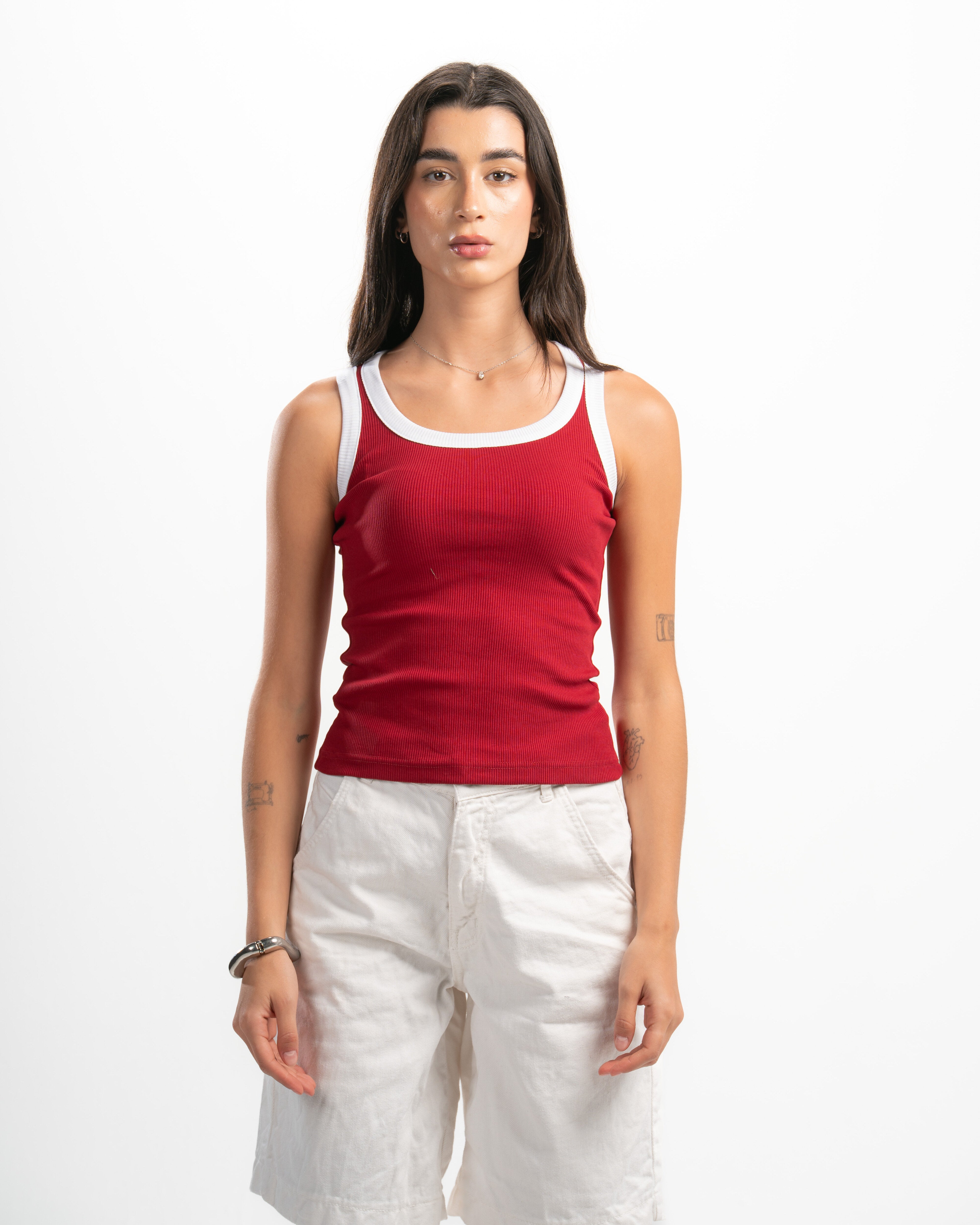 Ribbed Contrast Tank Top