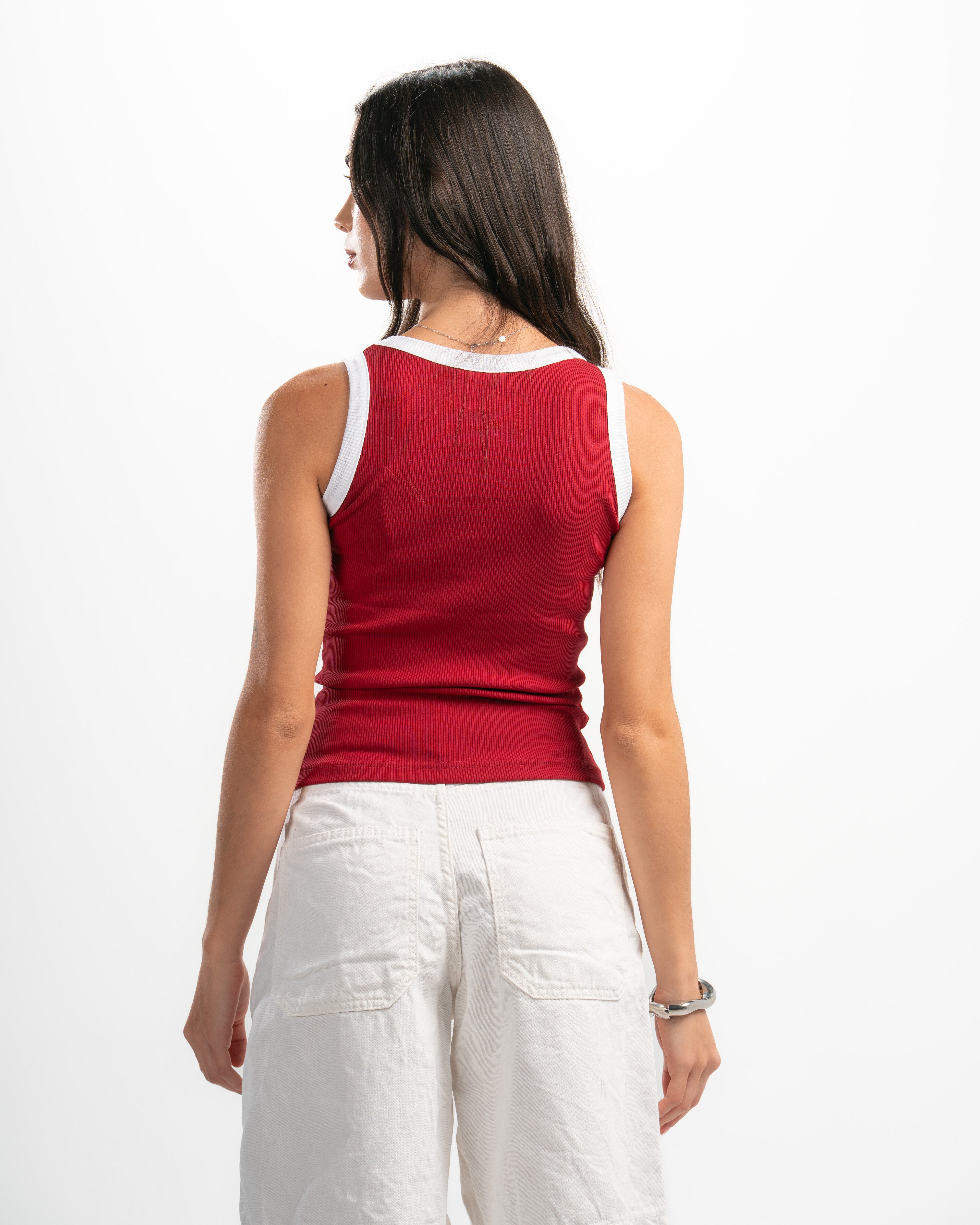 Ribbed Contrast Tank Top