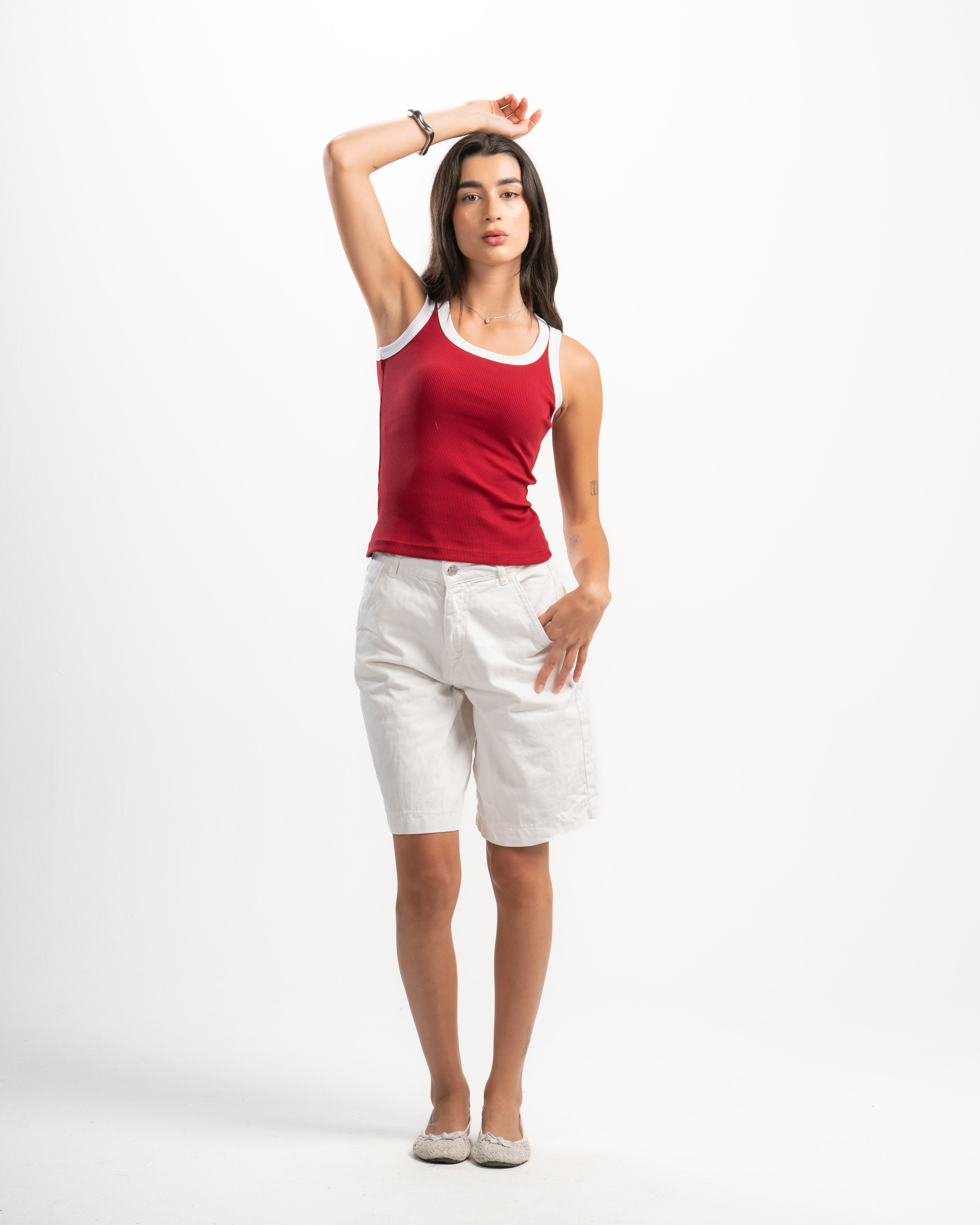 Ribbed Contrast Tank Top