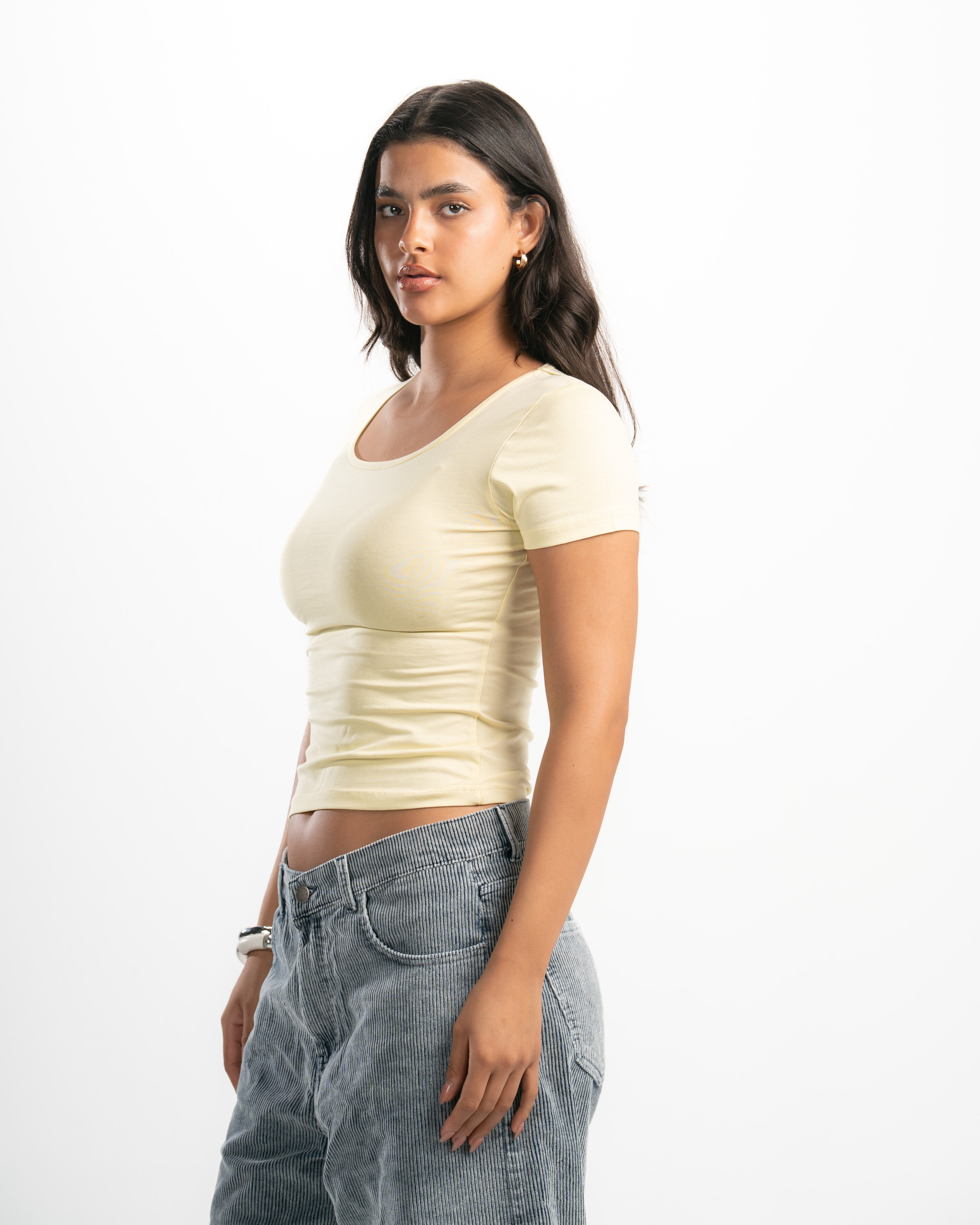 Cotton Square Neck Short Sleeve Top