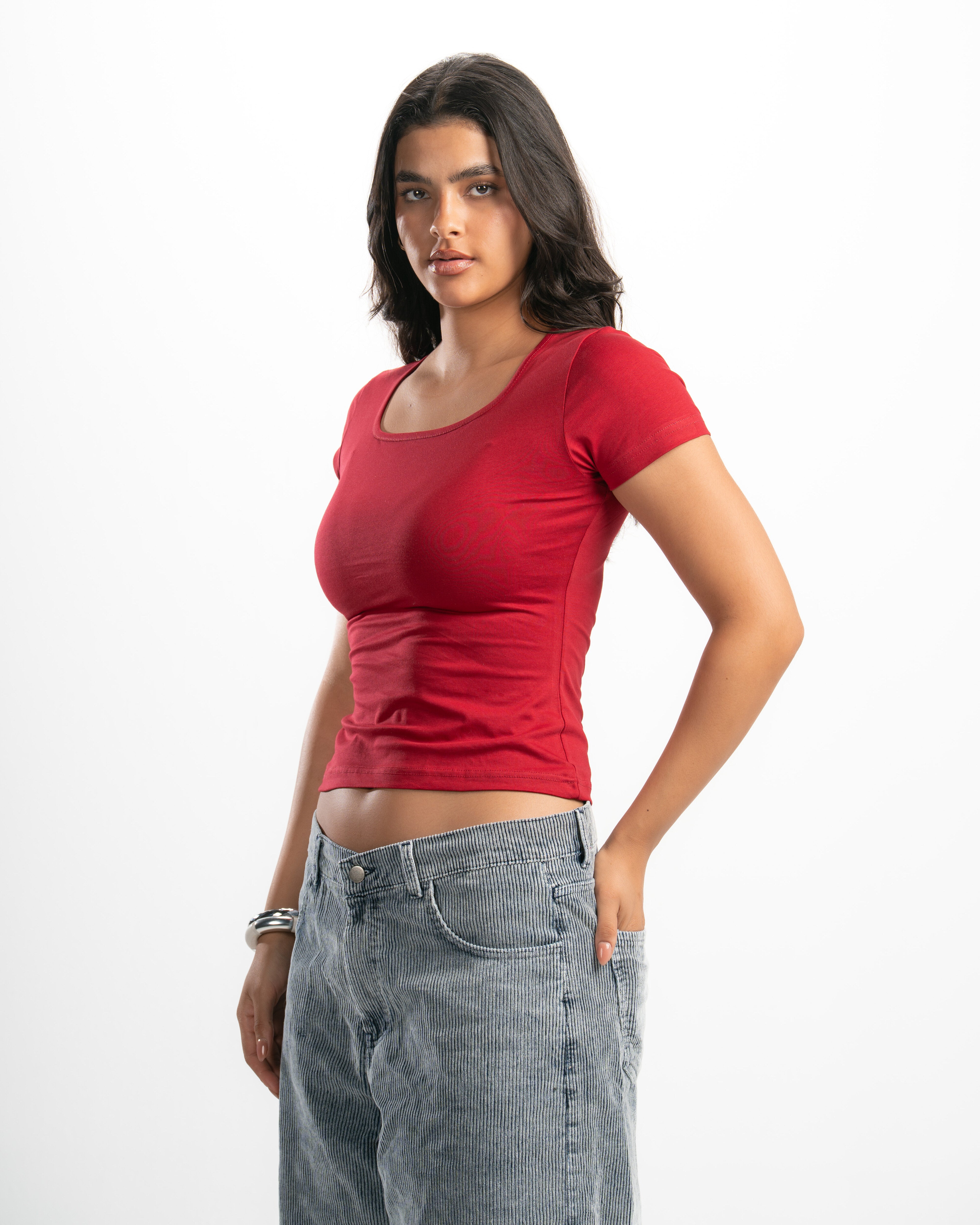 Cotton Square Neck Short Sleeve Top