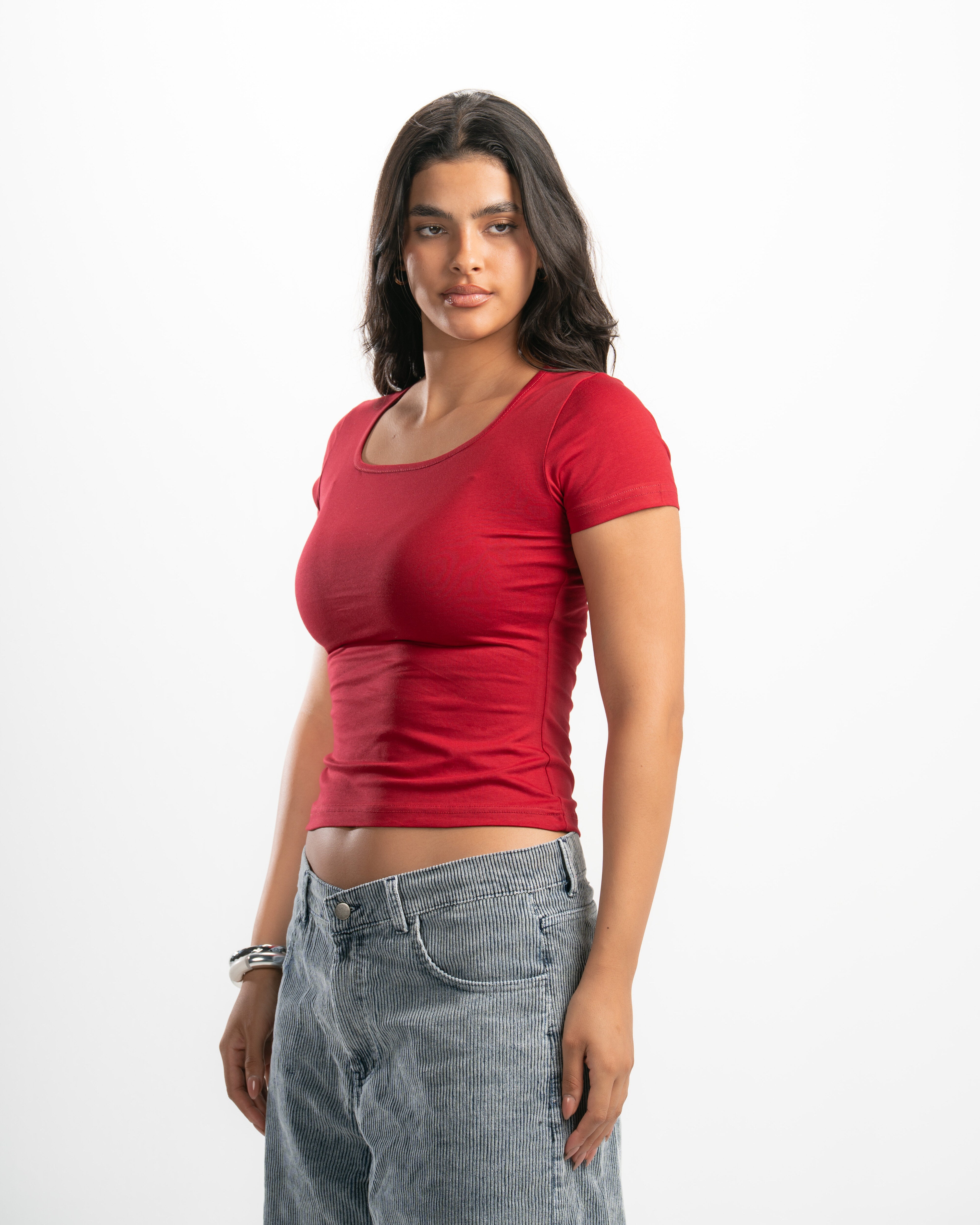 Cotton Square Neck Short Sleeve Top