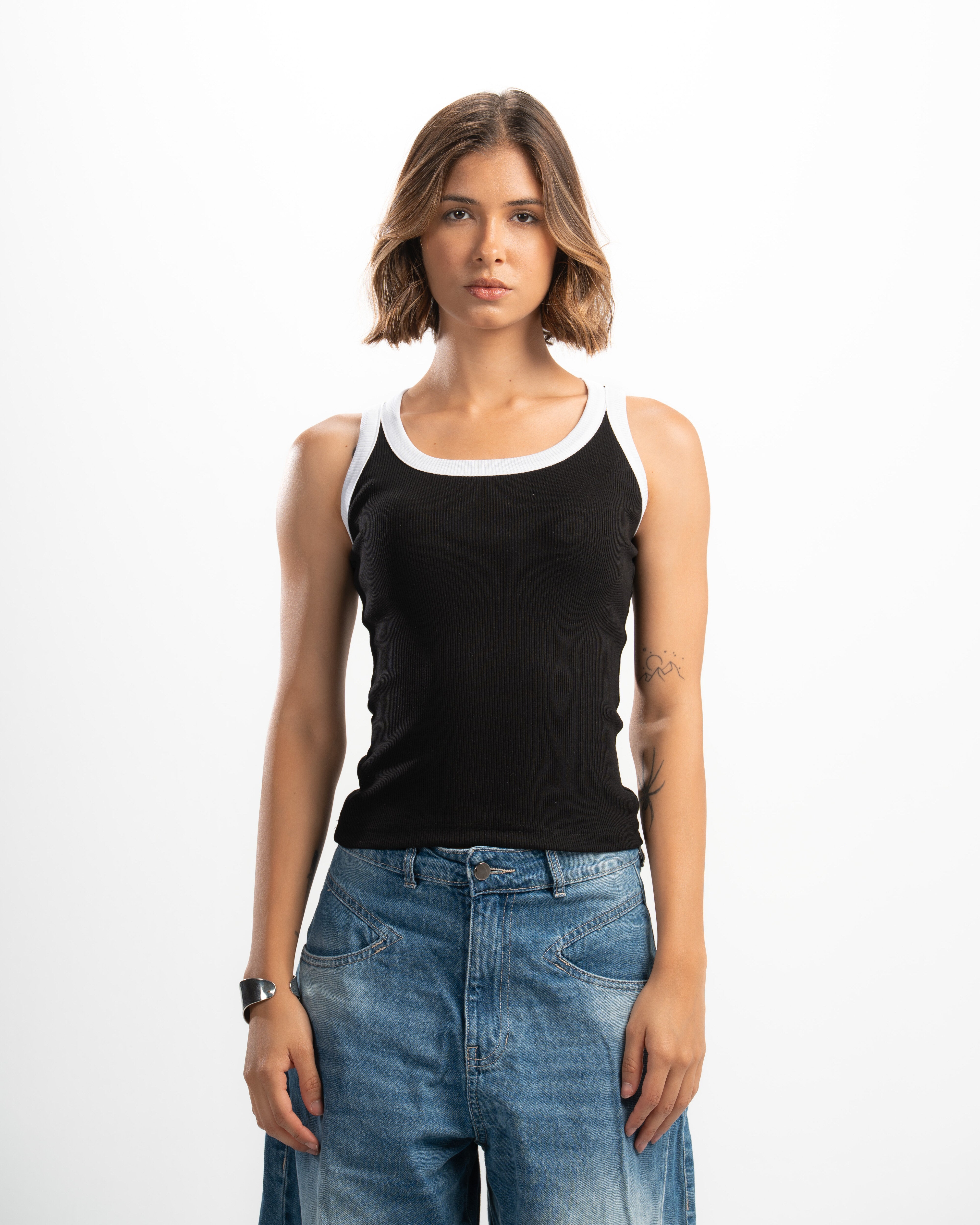 Ribbed Contrast Tank Top