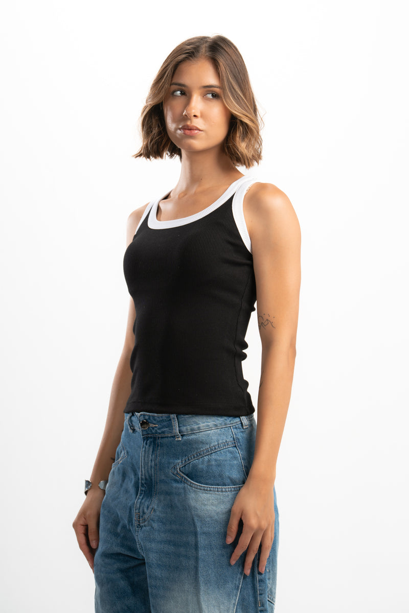 Ribbed Contrast Tank Top