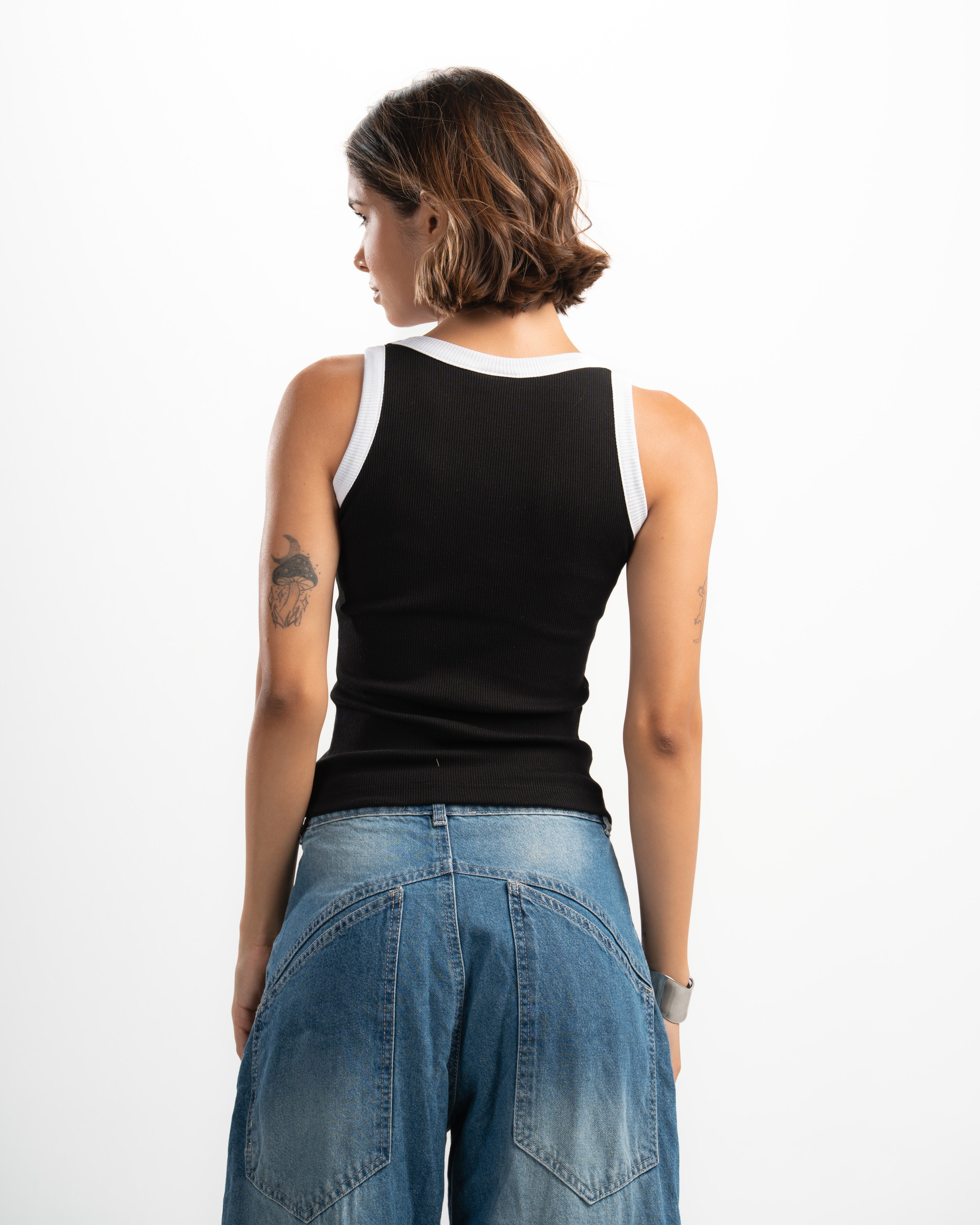 Ribbed Contrast Tank Top