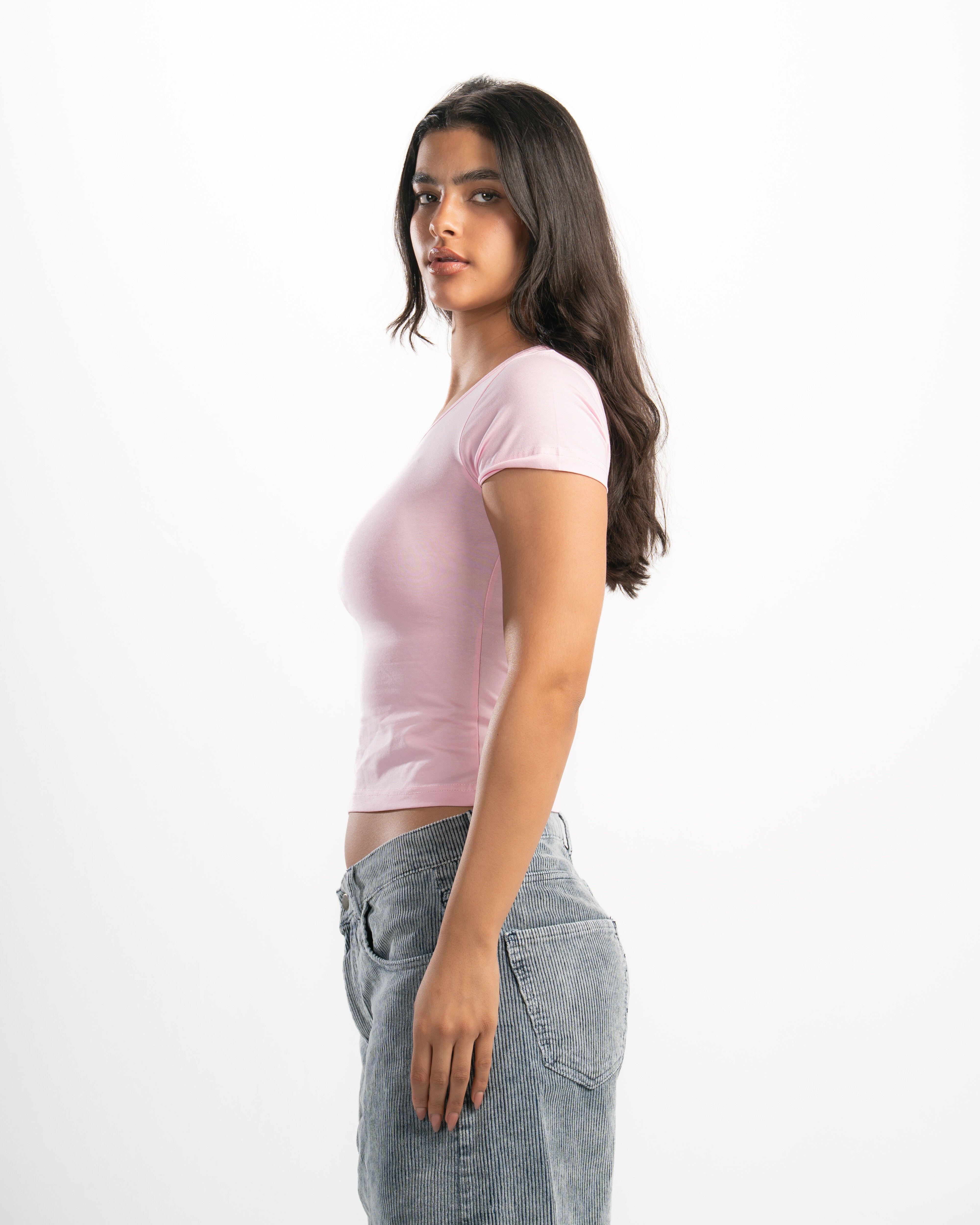 Cotton Square Neck Short Sleeve Top