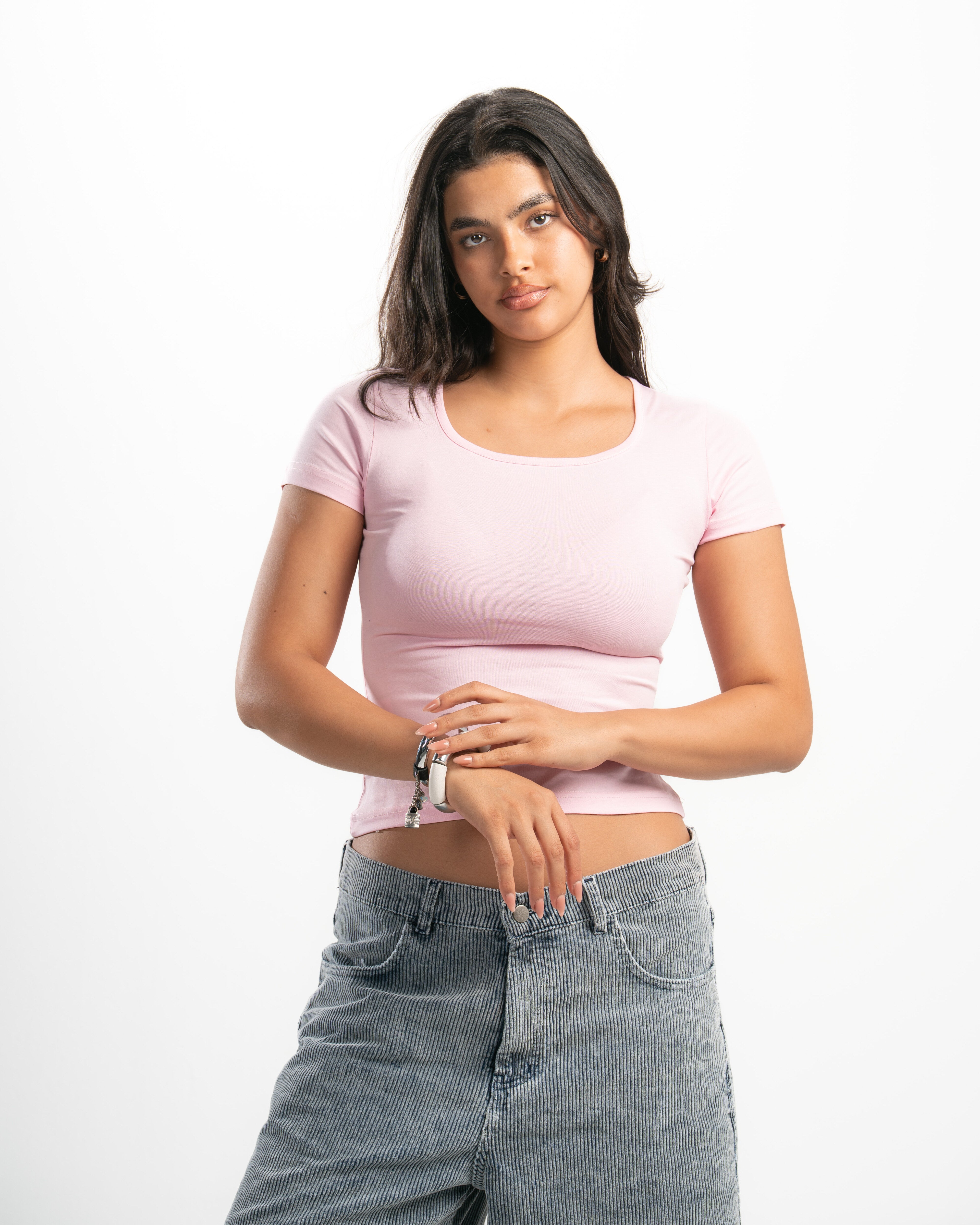 Cotton Square Neck Short Sleeve Top