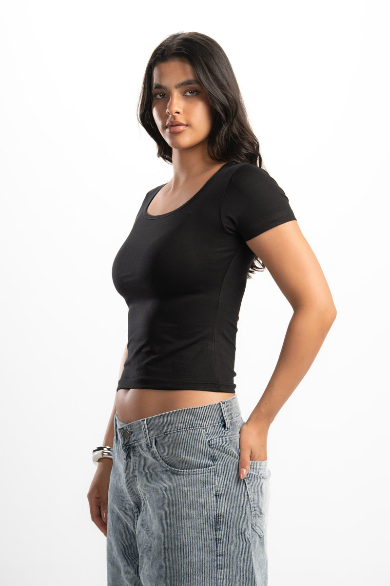 Cotton Square Neck Short Sleeve Top