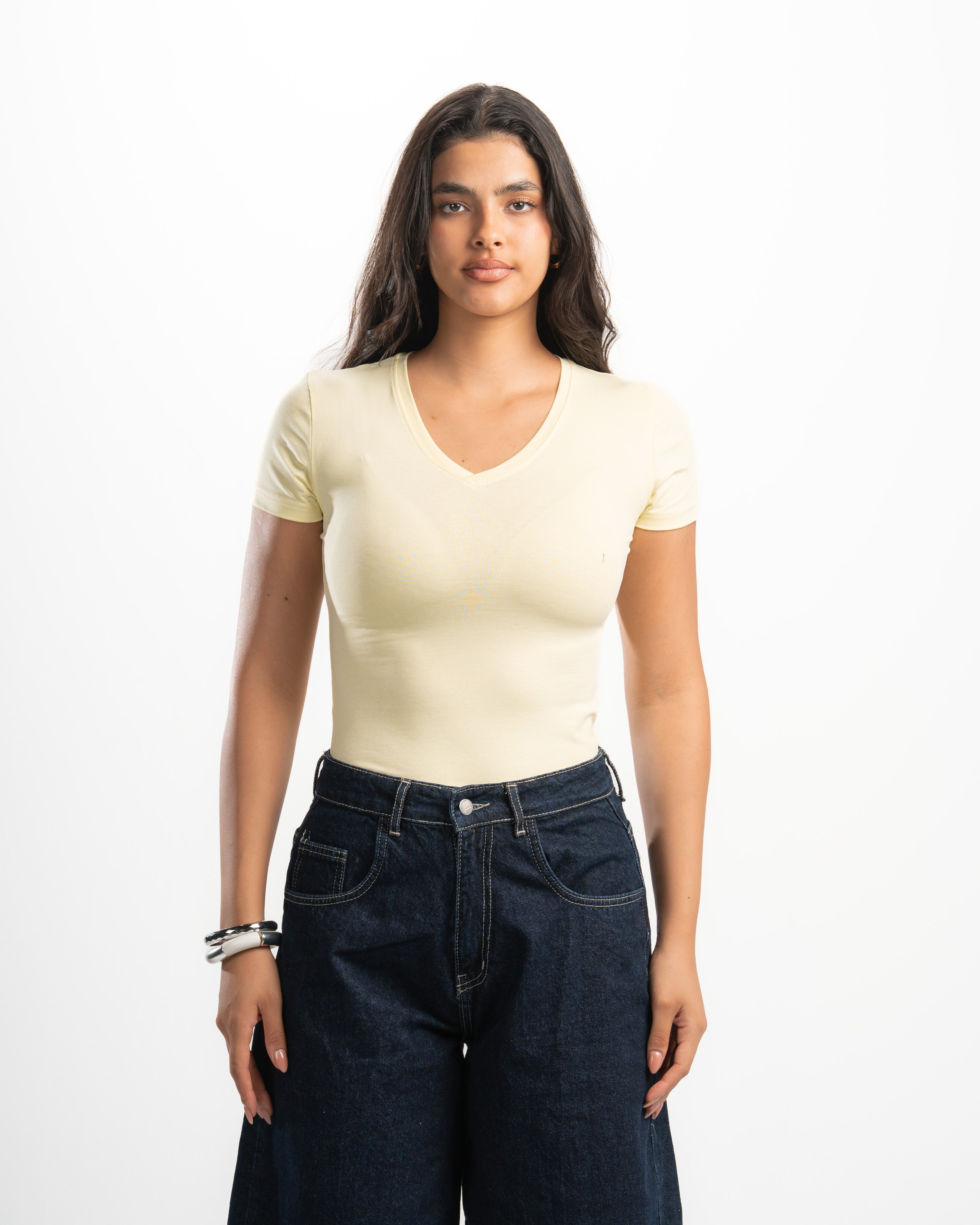 Cotton V-Neck Short Sleeve Top