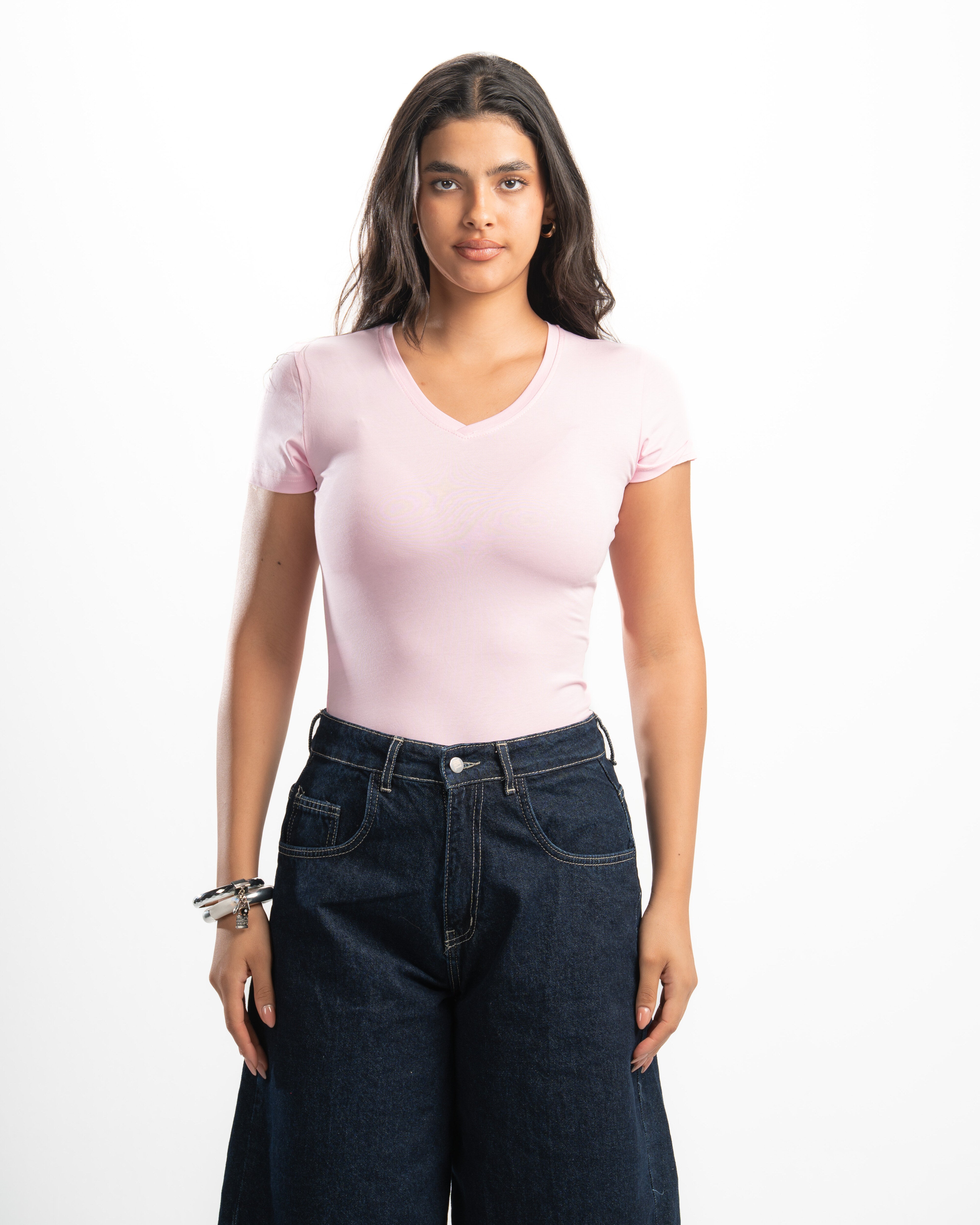 Cotton V-Neck Short Sleeve Top