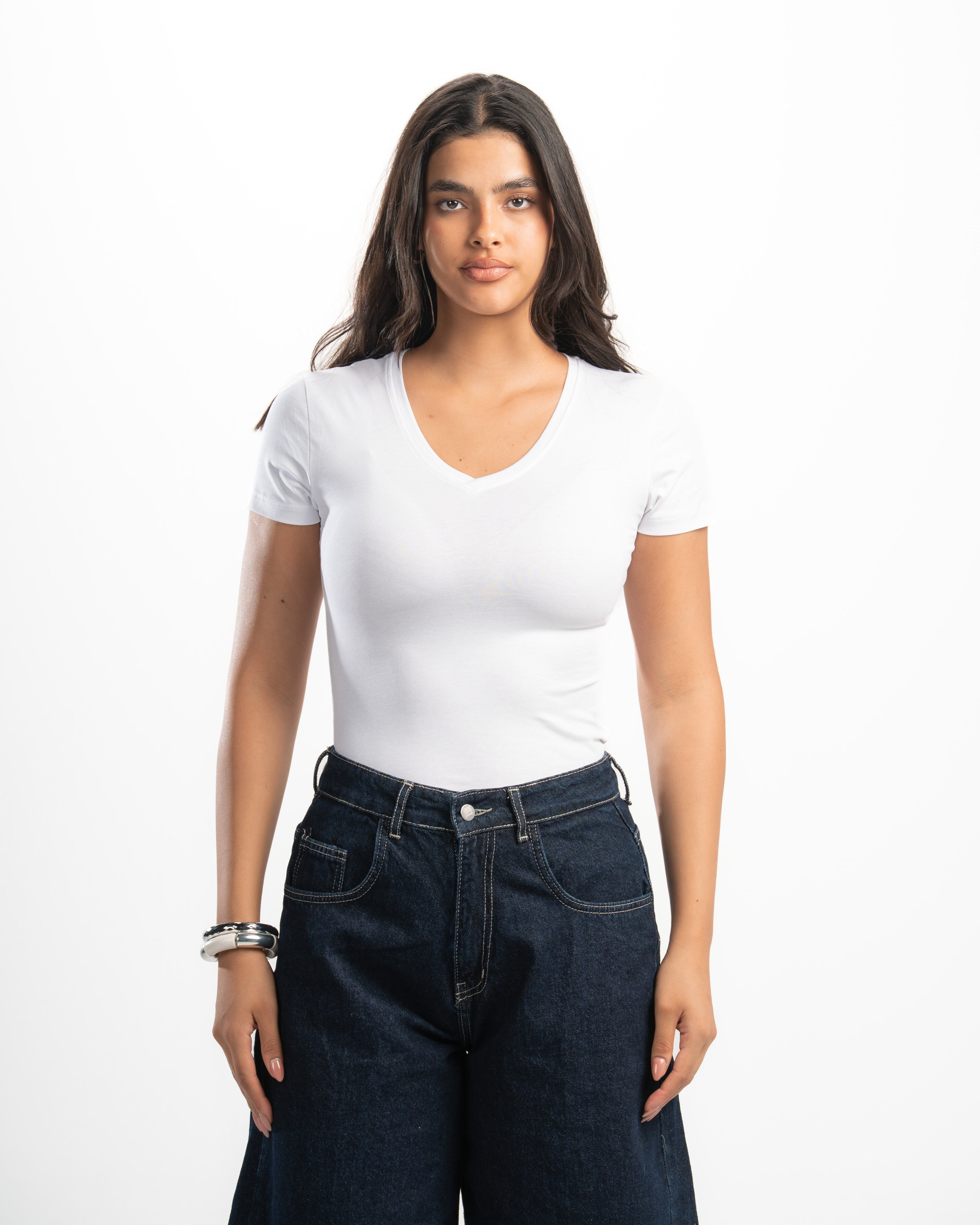 Cotton V-Neck Short Sleeve Top