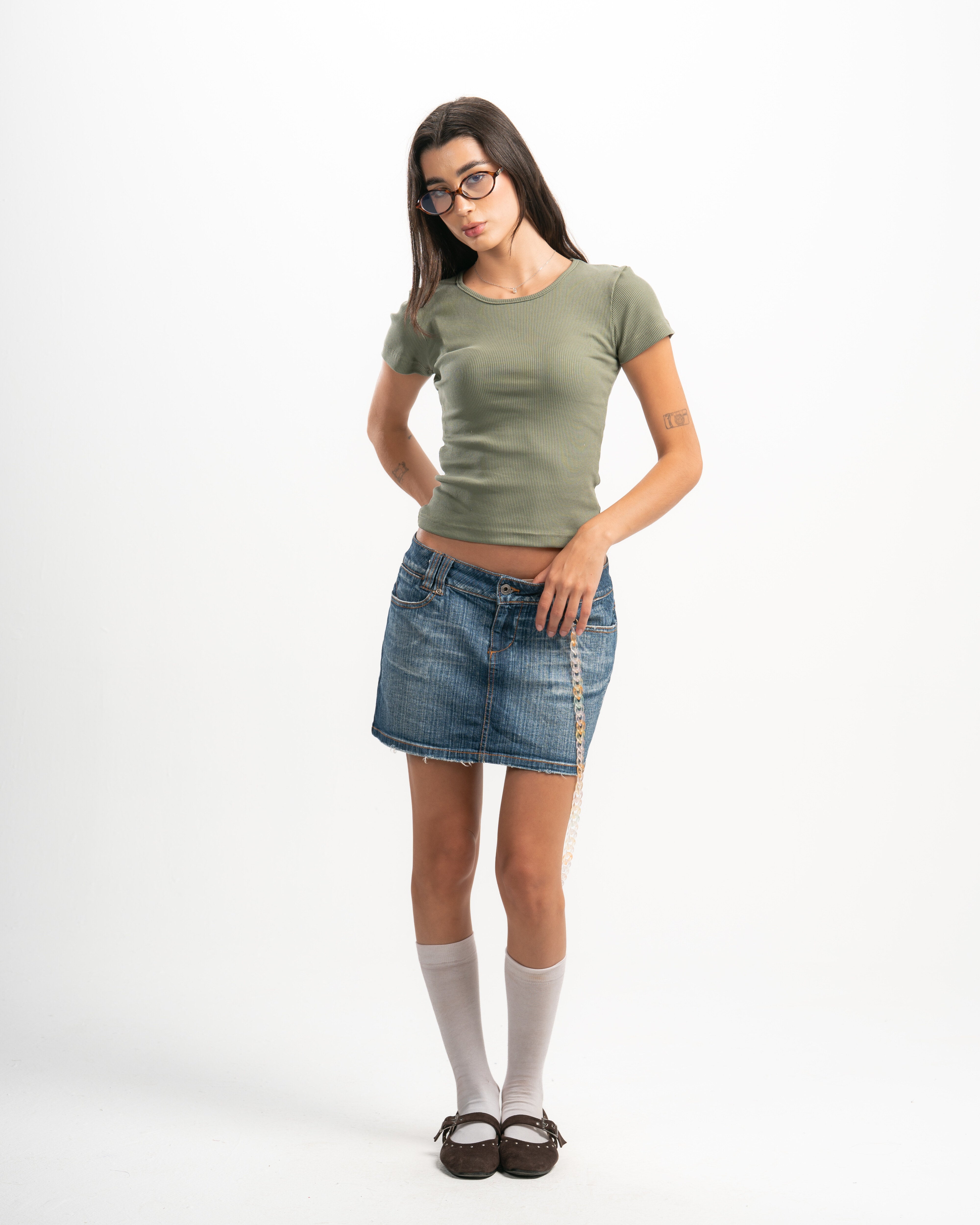 Ribbed Round Neck Short Sleeve Top