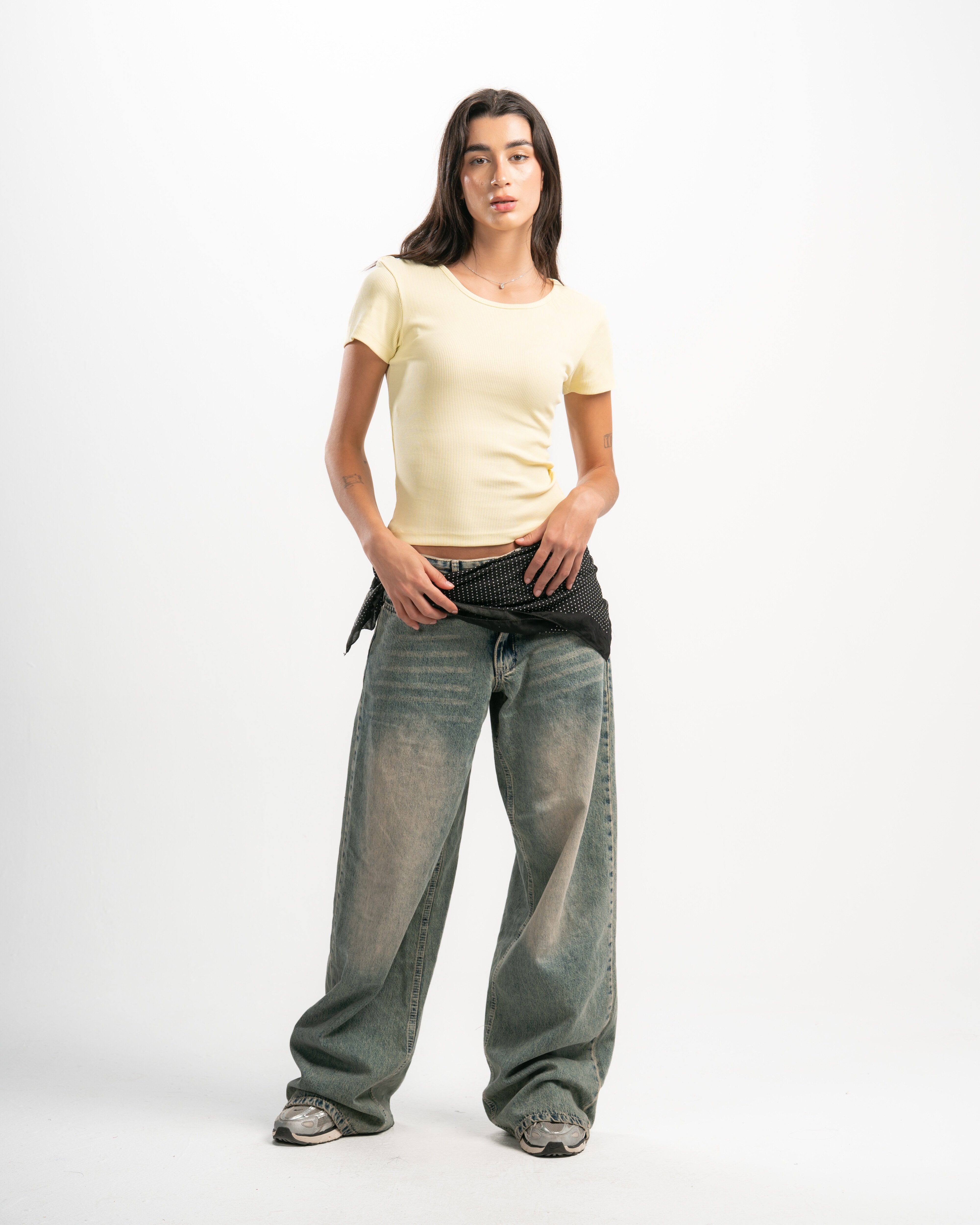Ribbed Round Neck Short Sleeve Top