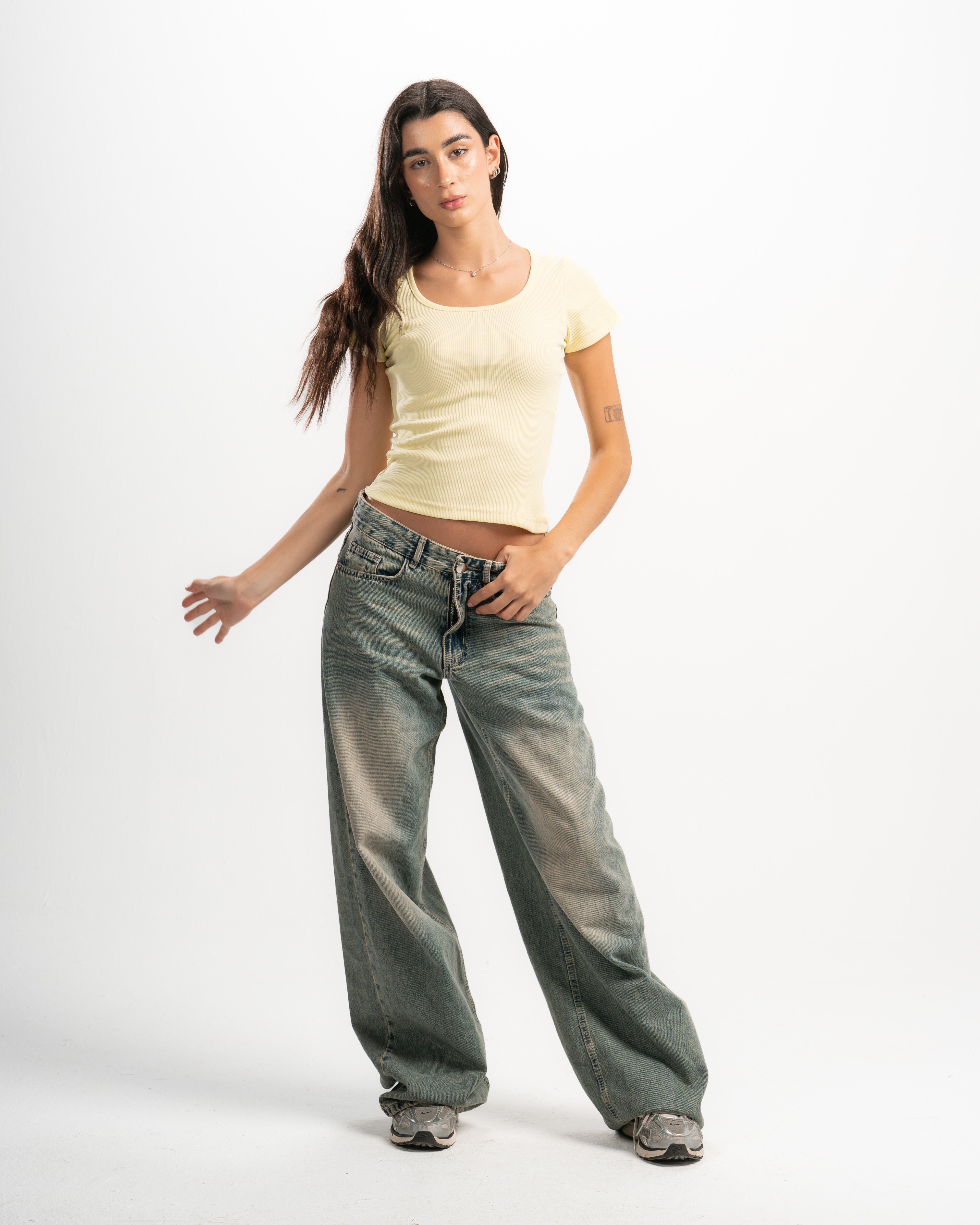Ribbed Wide Neck Short Sleeve Top