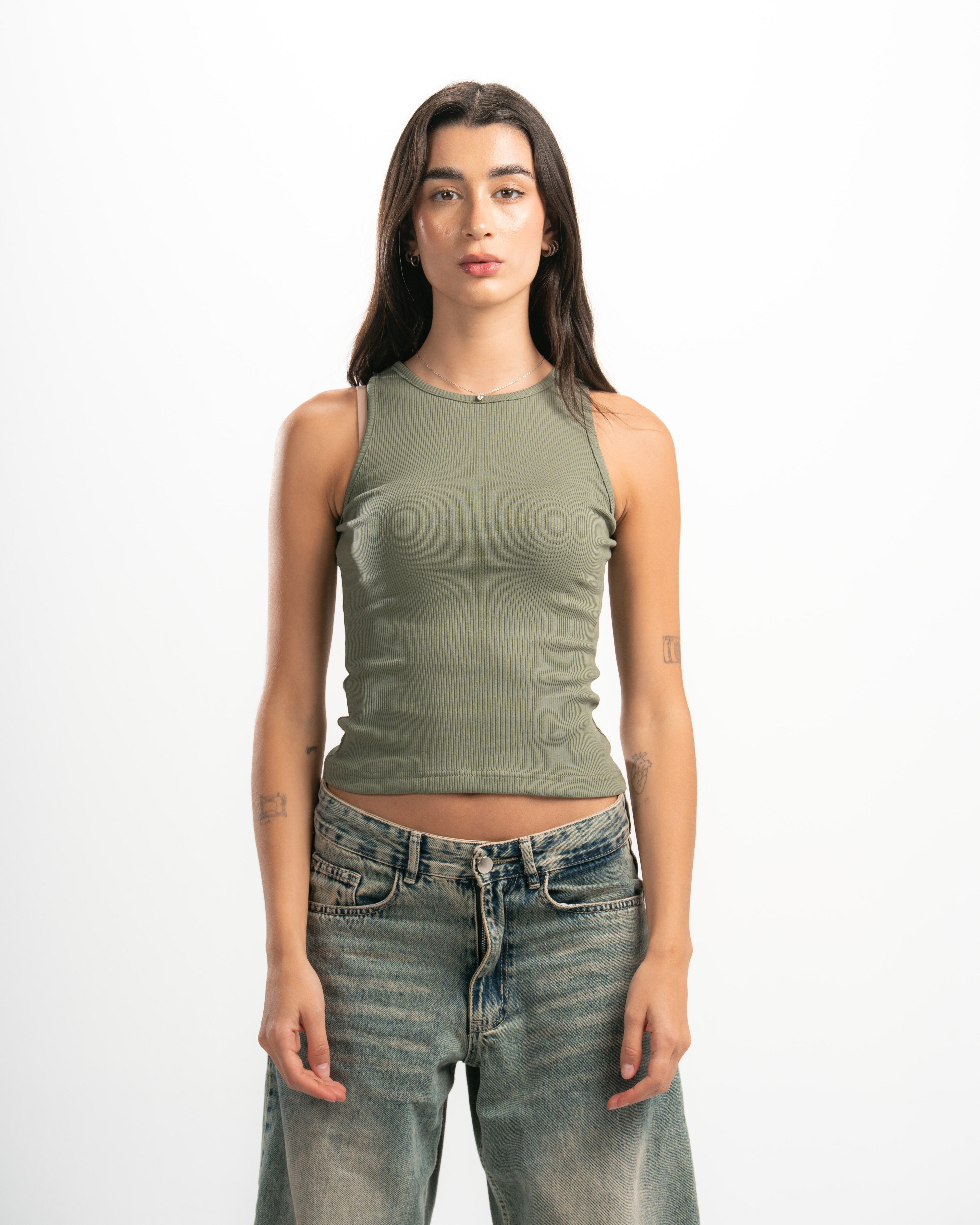Ribbed Round Neck Tank top