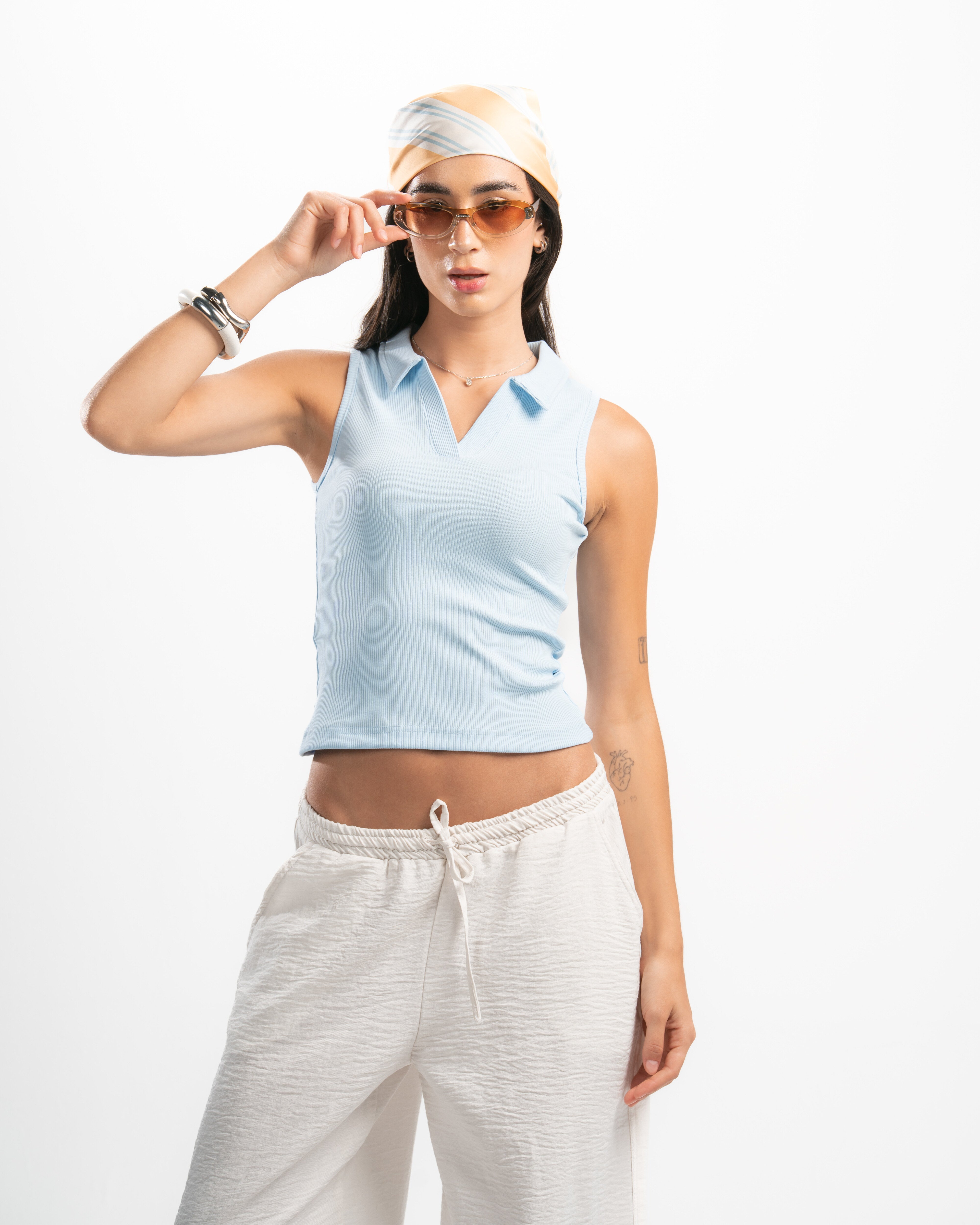 Ribbed Collared Tank Top