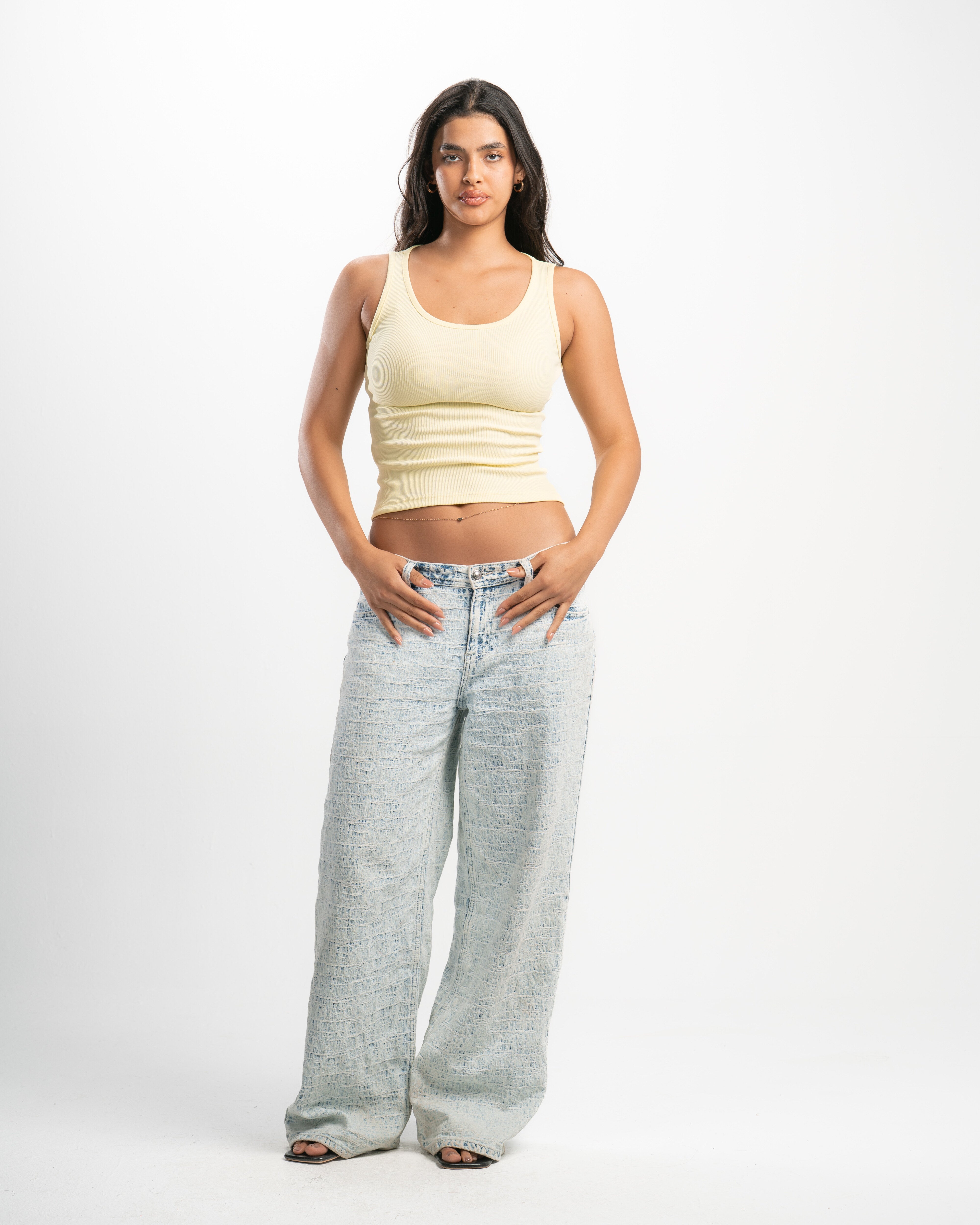 Ribbed Wide Neck Tank Top