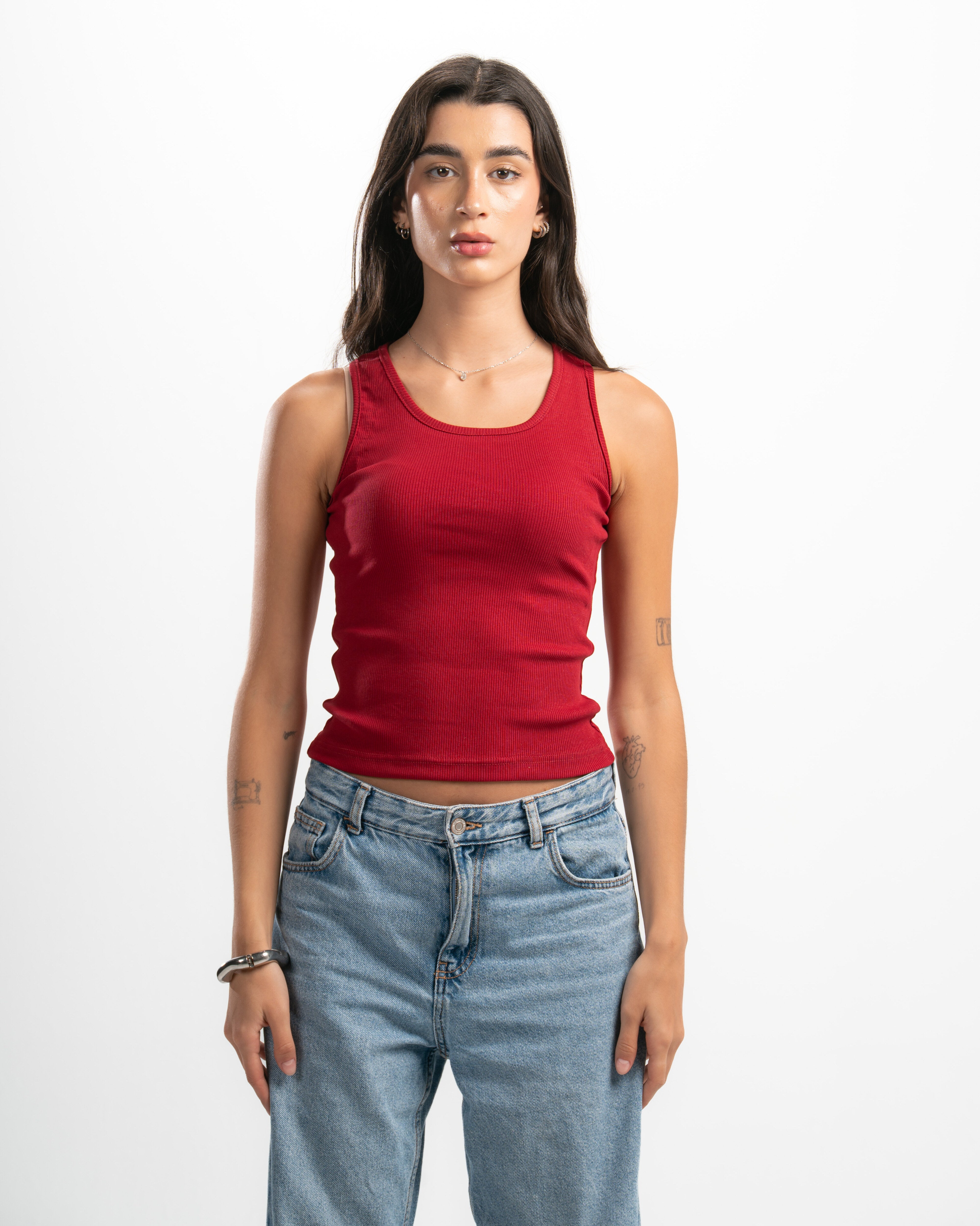 Ribbed Wide Neck Tank Top