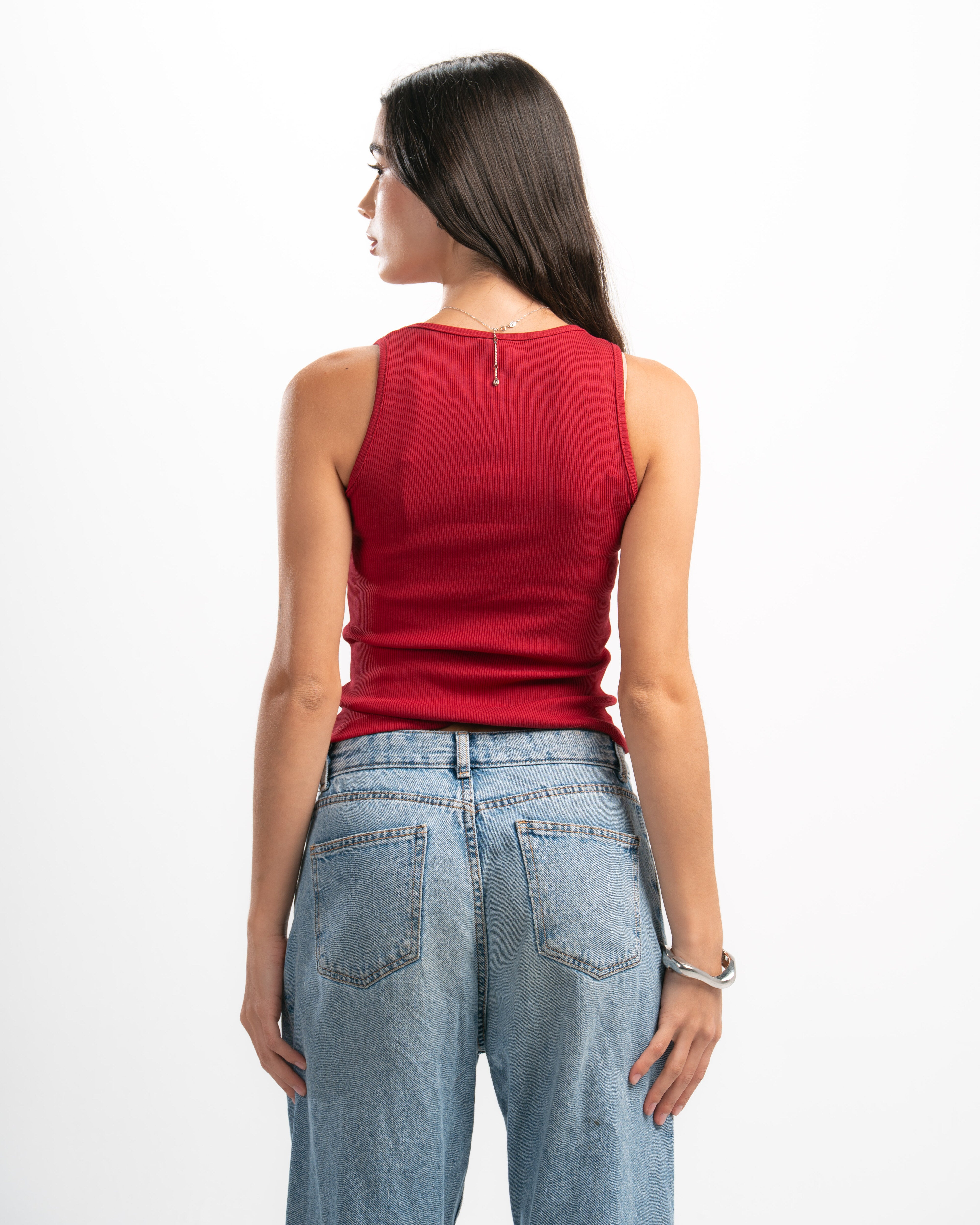Ribbed Wide Neck Tank Top