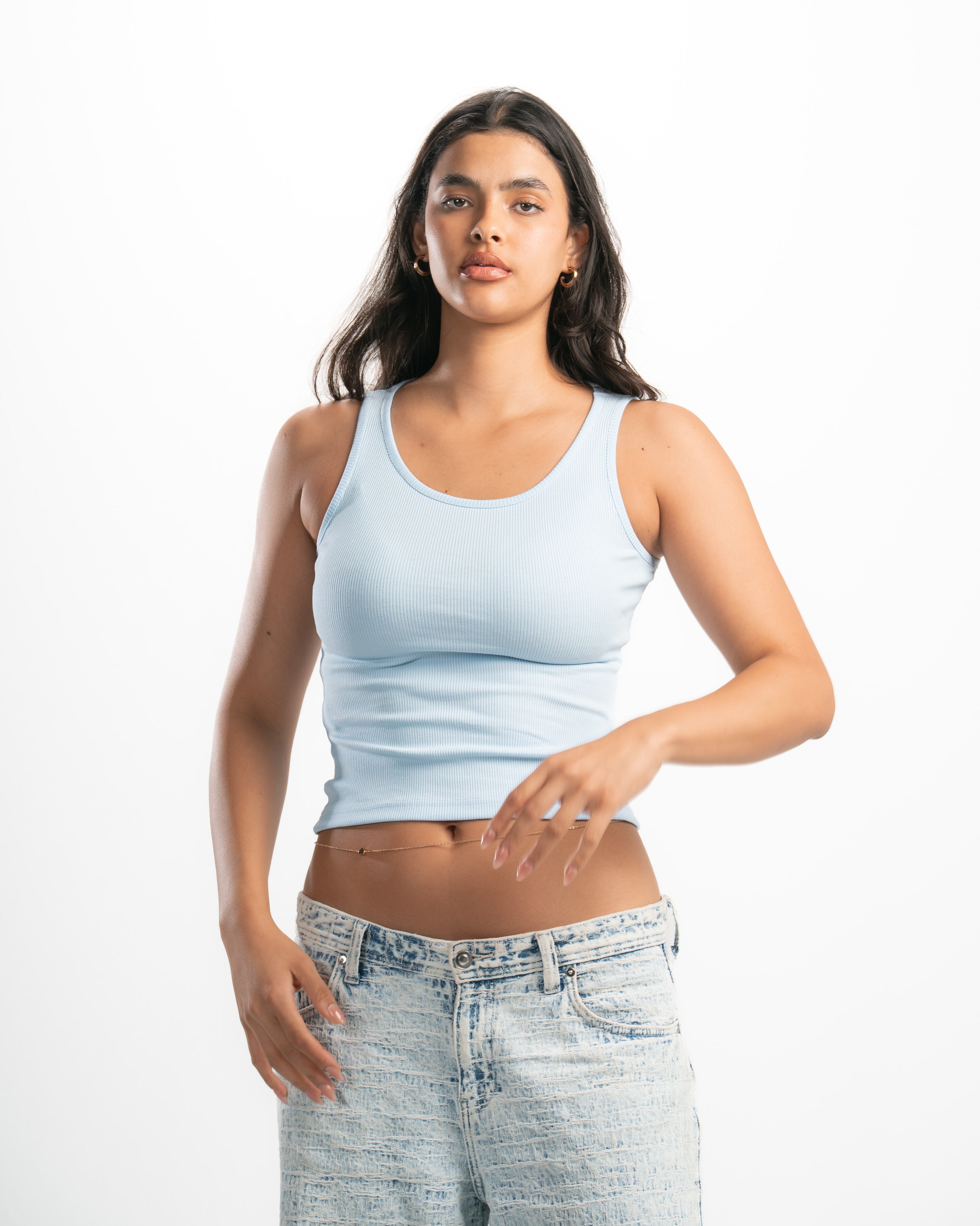 Ribbed Wide Neck Tank Top
